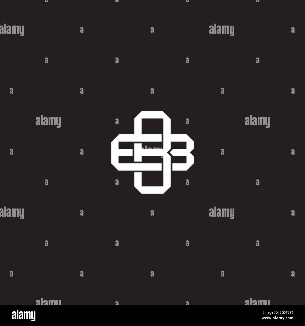 Initial letter overlapping interlock logo monogram line art style isolated on black background template Stock Vector