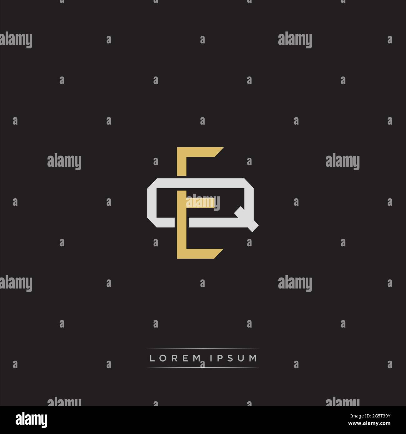 Initial letter overlapping interlock logo monogram line art style isolated on black background template Stock Vector