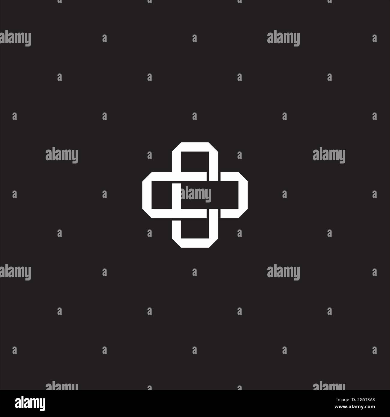 Initial letter overlapping interlock logo monogram line art style isolated on black background template Stock Vector
