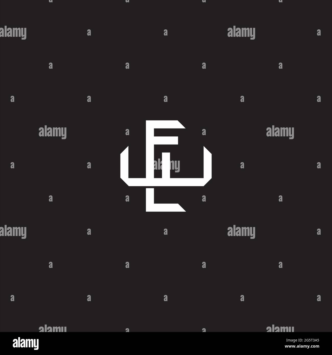 Initial letter overlapping interlock logo monogram line art style isolated on black background template Stock Vector
