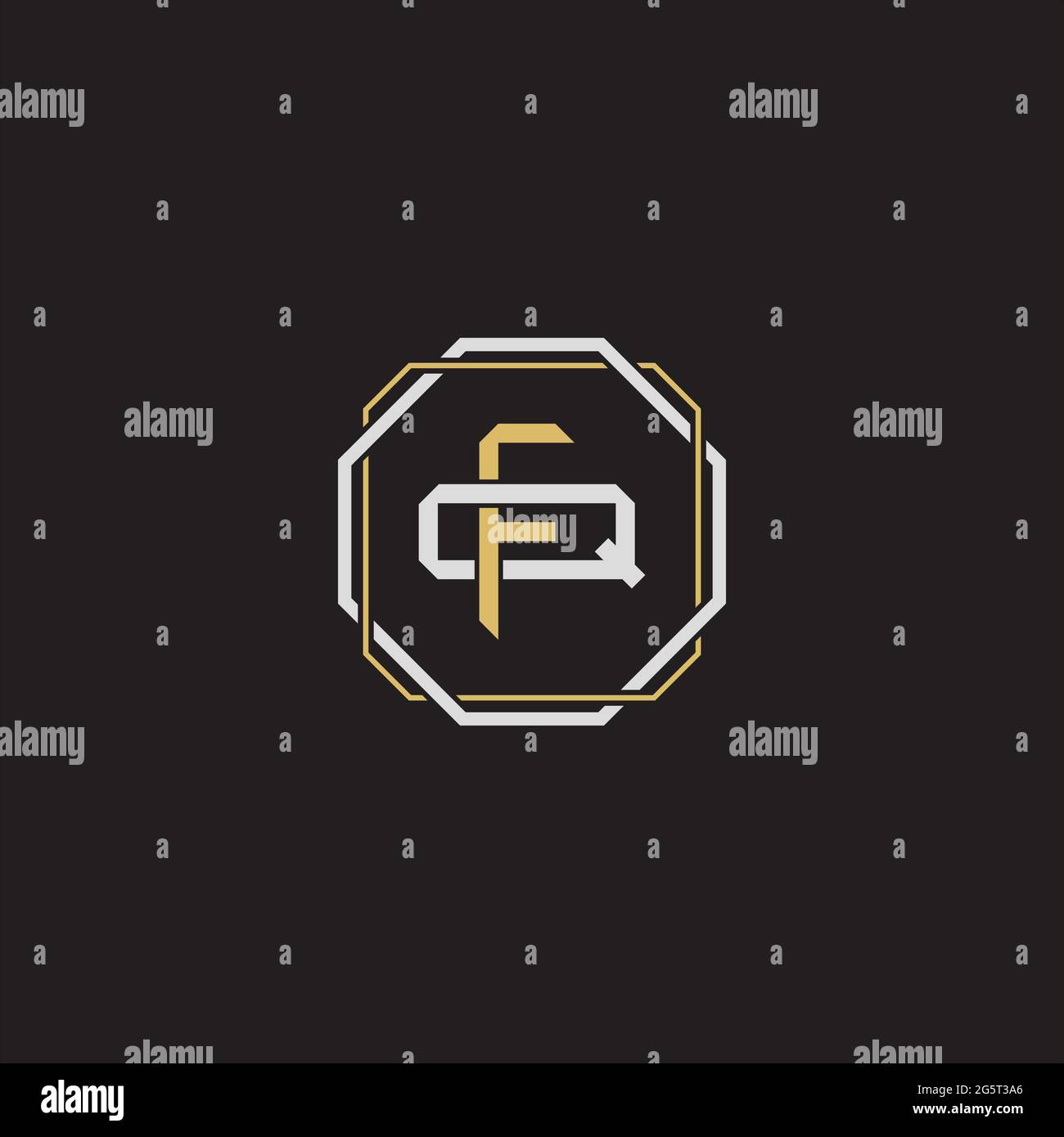 Initial letter overlapping interlock logo monogram line art style isolated on black background template Stock Vector