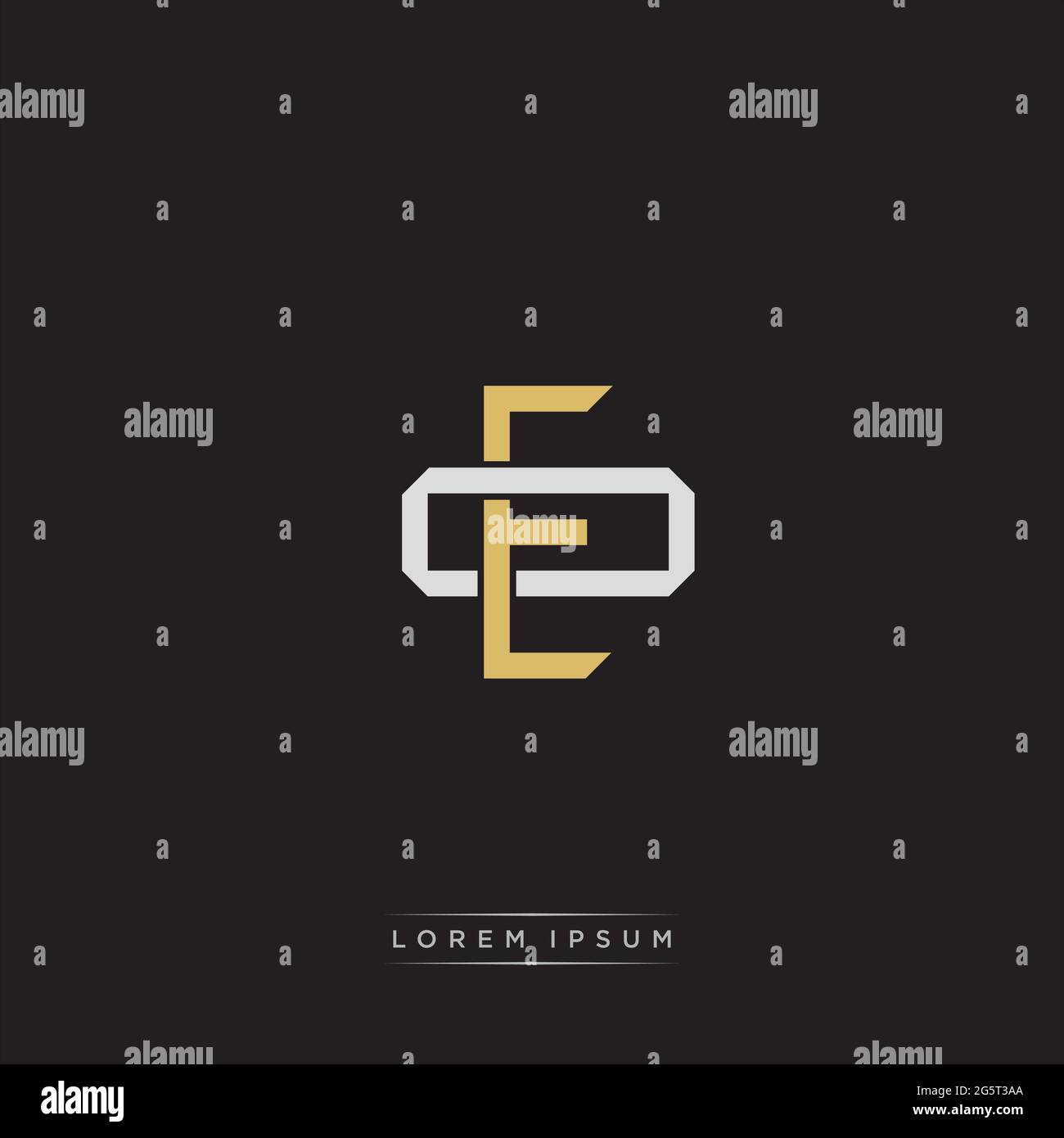 Initial letter overlapping interlock logo monogram line art style isolated on black background template Stock Vector