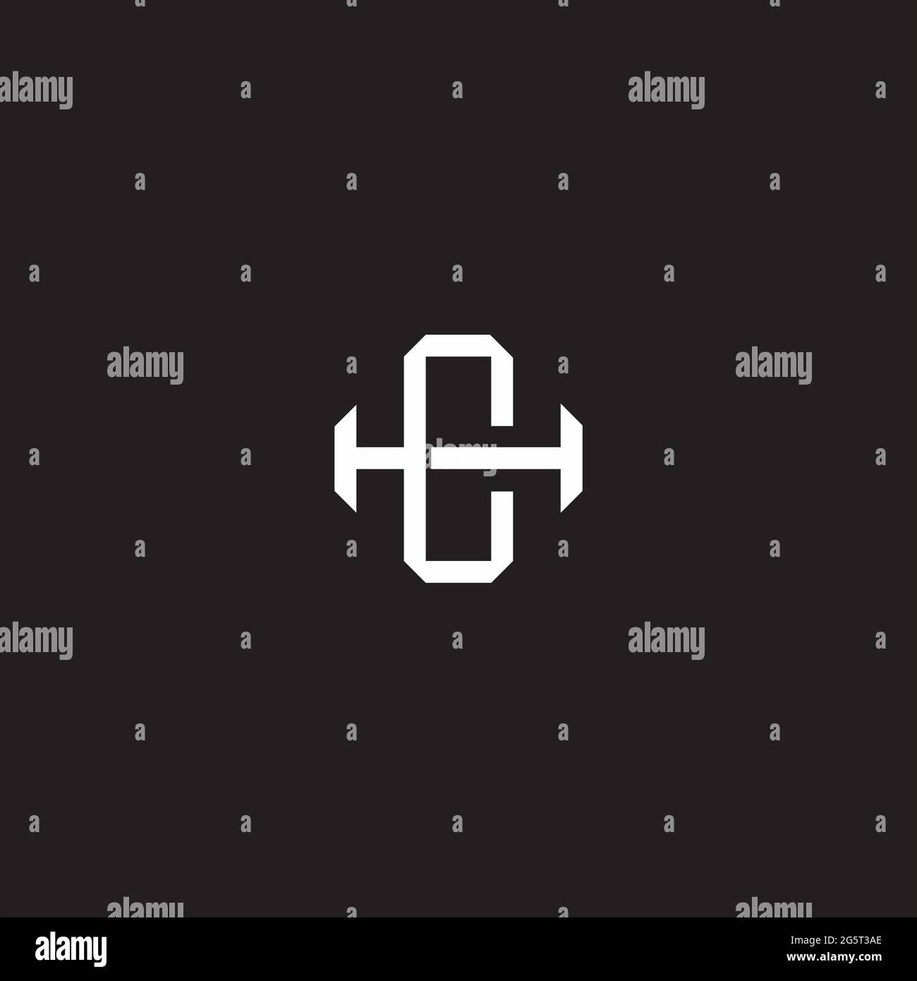 Initial letter overlapping interlock logo monogram line art style isolated on black background template Stock Vector