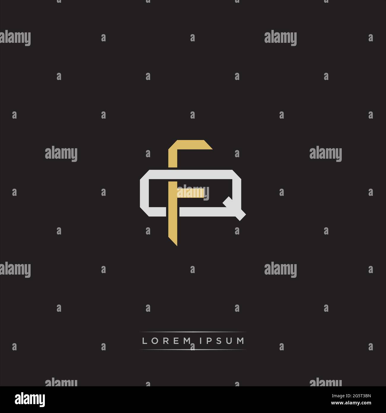 Initial letter overlapping interlock logo monogram line art style isolated on black background template Stock Vector