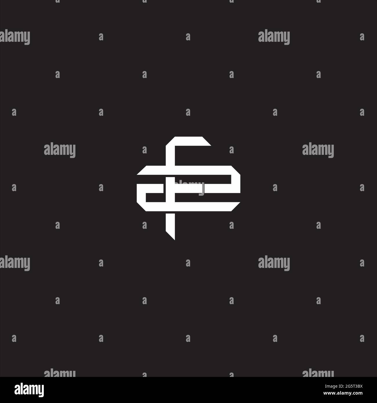 Initial letter overlapping interlock logo monogram line art style isolated on black background template Stock Vector