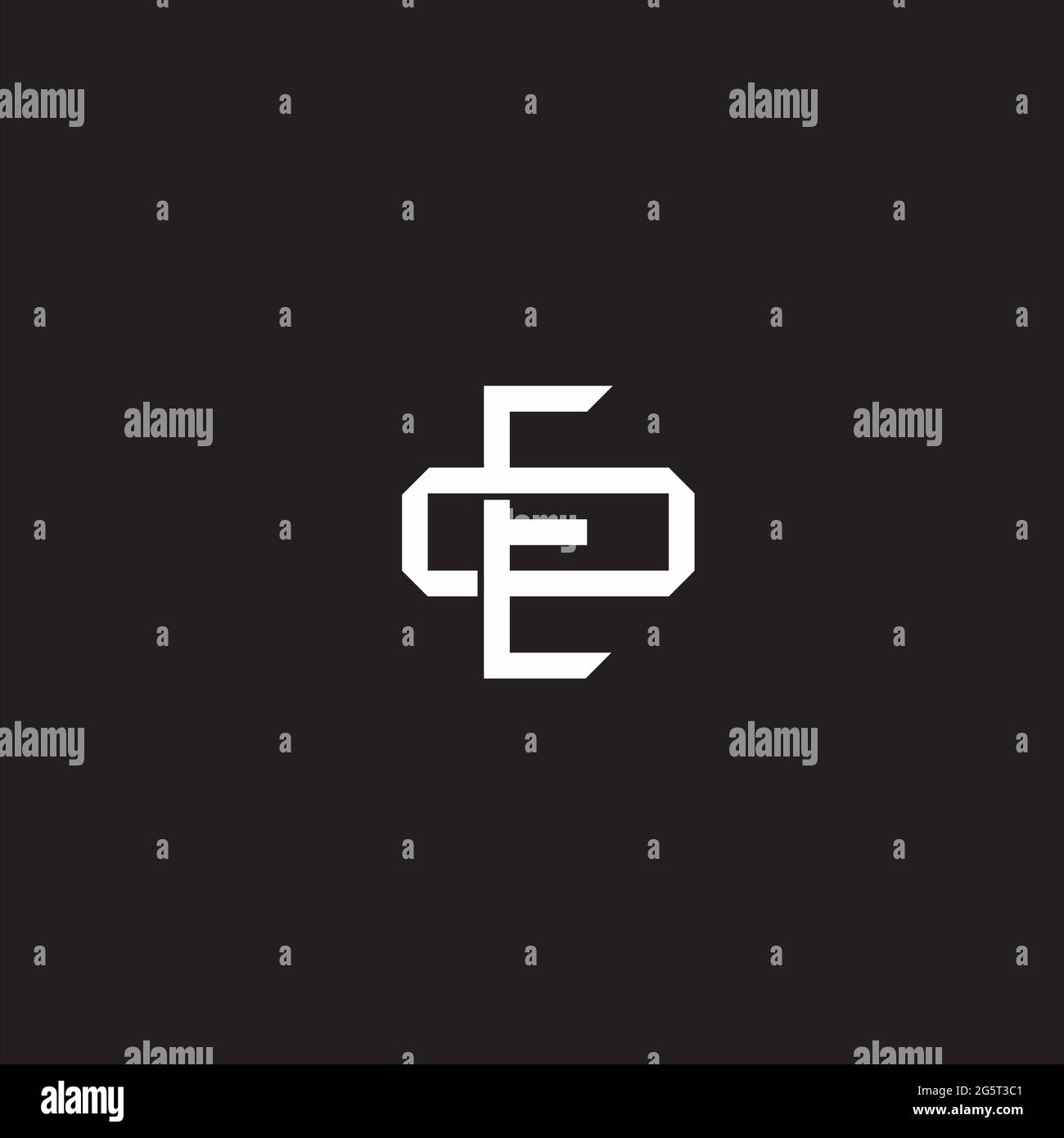 Initial letter overlapping interlock logo monogram line art style isolated on black background template Stock Vector