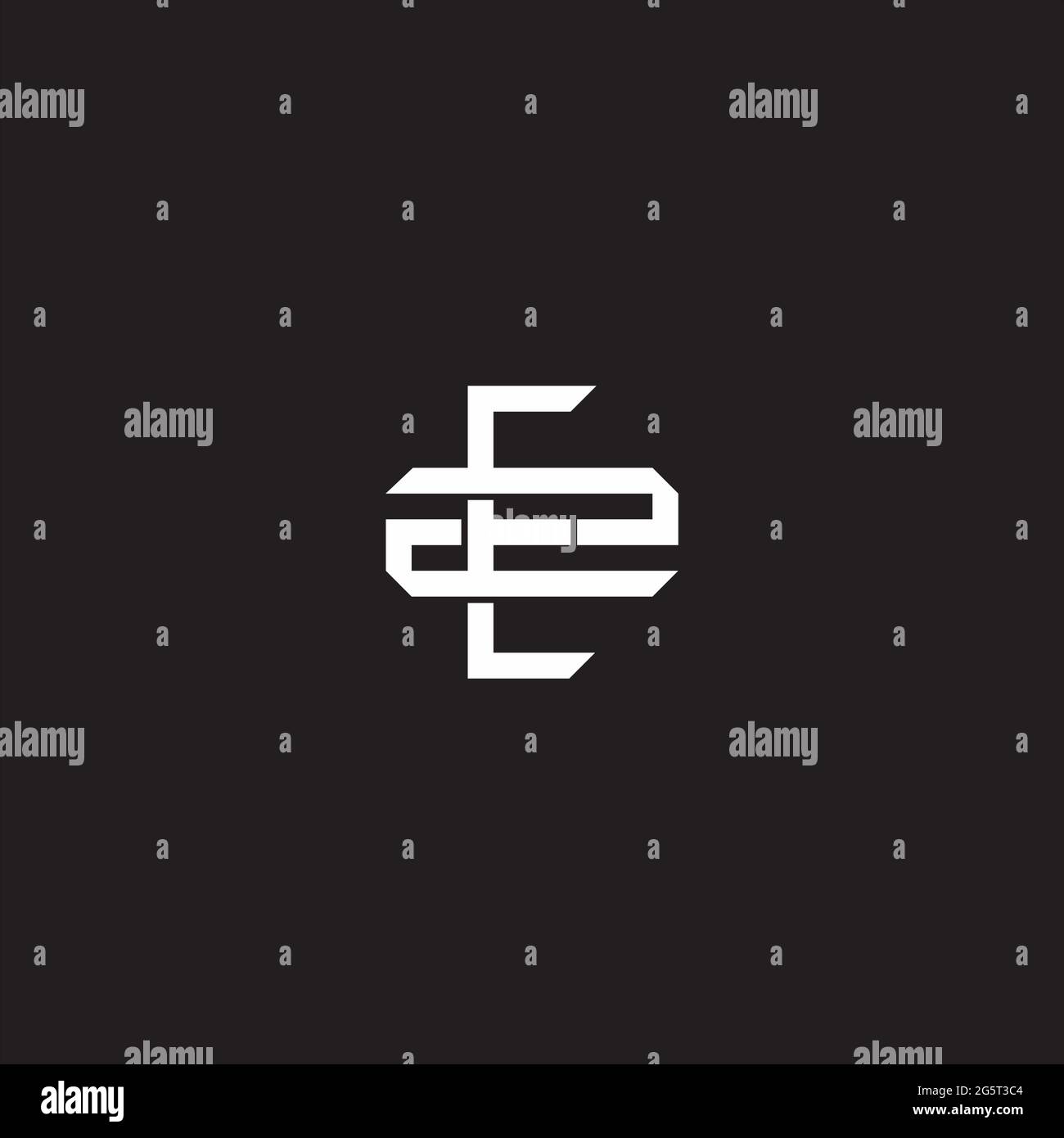 Initial letter overlapping interlock logo monogram line art style isolated on black background template Stock Vector