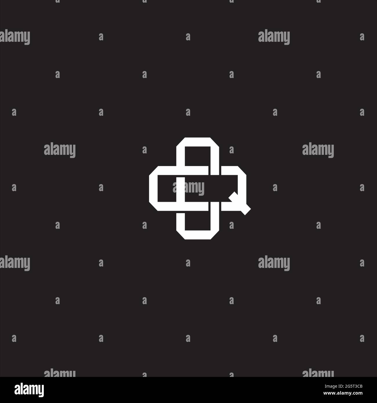 Initial letter overlapping interlock logo monogram line art style isolated on black background template Stock Vector