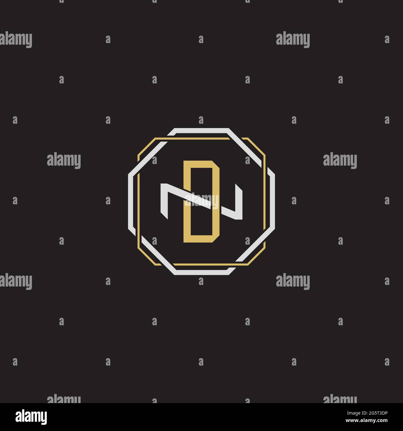 Initial letter overlapping interlock logo monogram line art style isolated on black background template Stock Vector