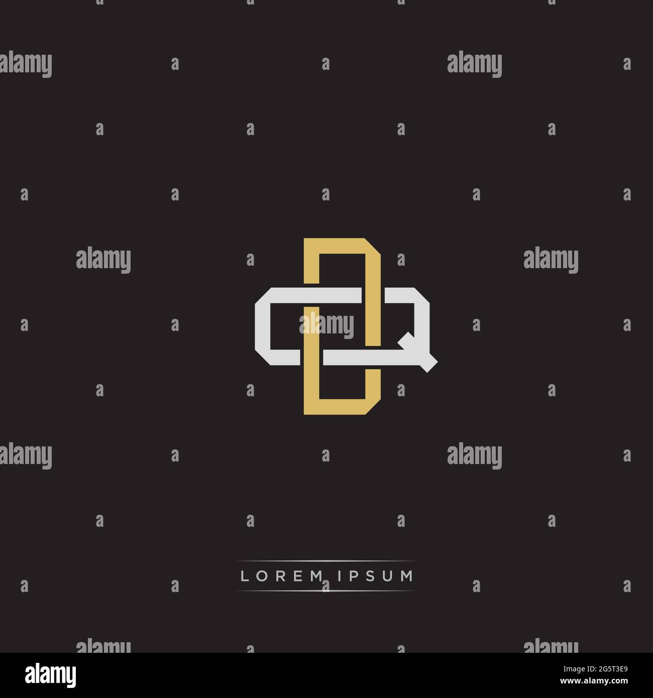 Initial letter overlapping interlock logo monogram line art style isolated on black background template Stock Vector