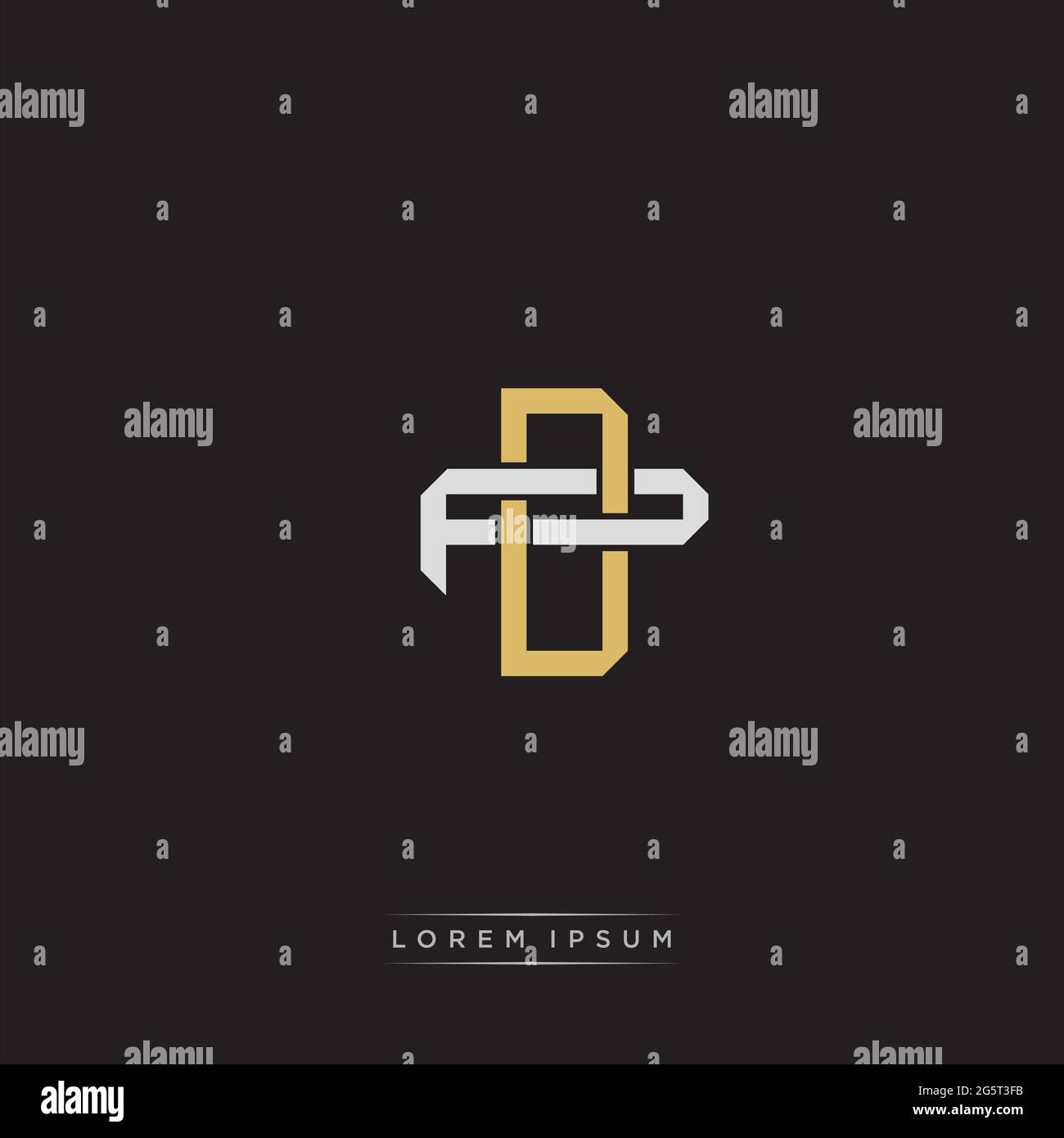 Initial letter overlapping interlock logo monogram line art style isolated on black background template Stock Vector