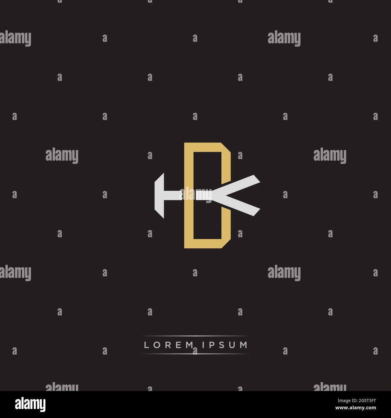 Initial letter overlapping interlock logo monogram line art style isolated on black background template Stock Vector