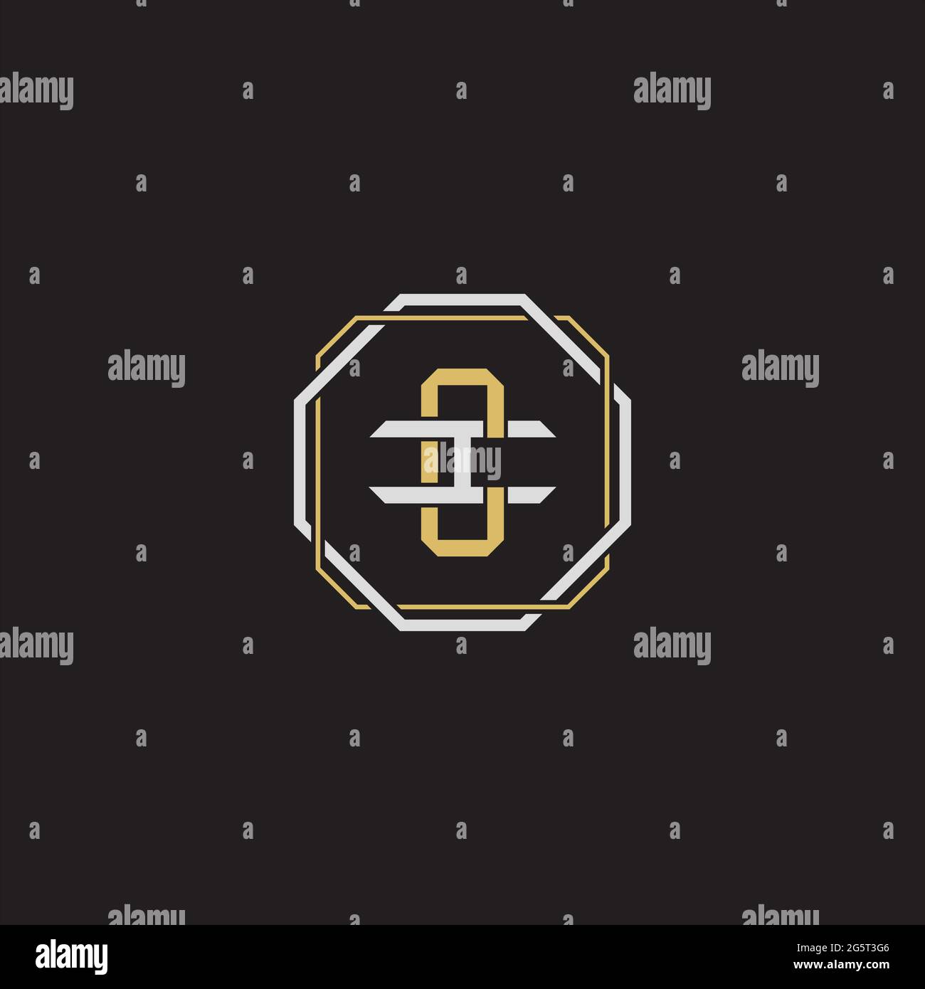 Initial letter overlapping interlock logo monogram line art style isolated on black background template Stock Vector