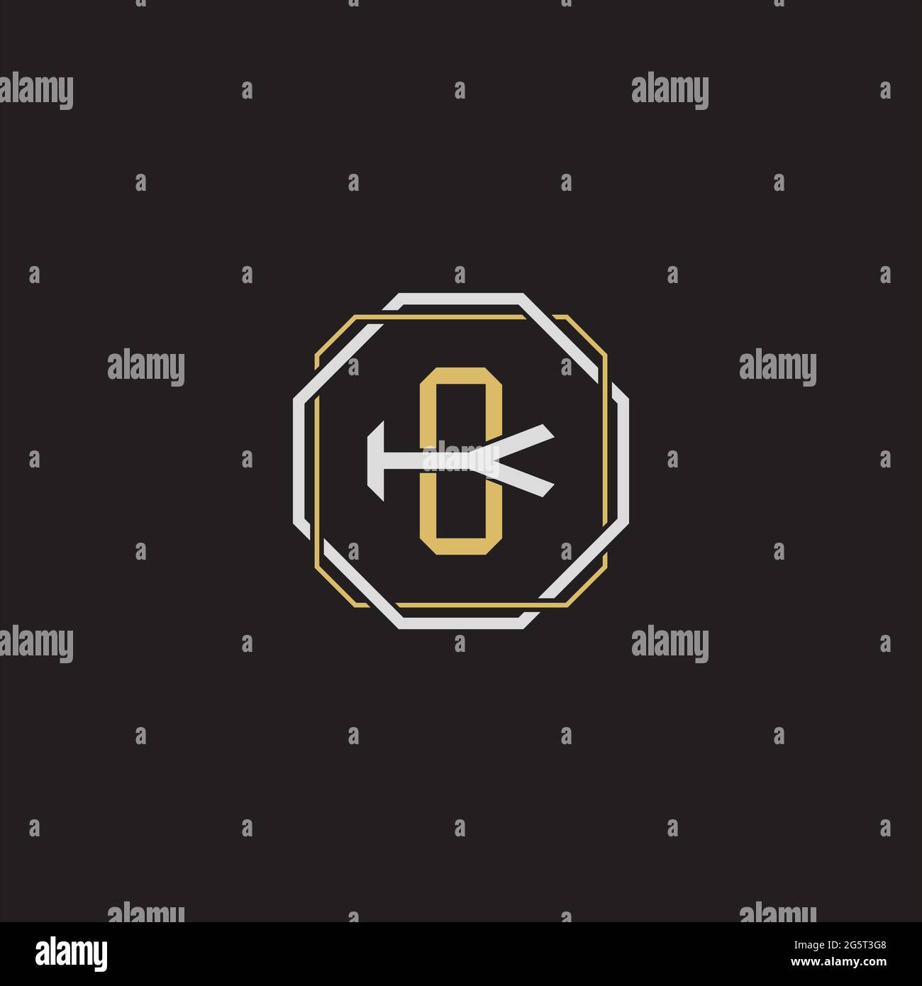 Initial letter overlapping interlock logo monogram line art style isolated on black background template Stock Vector