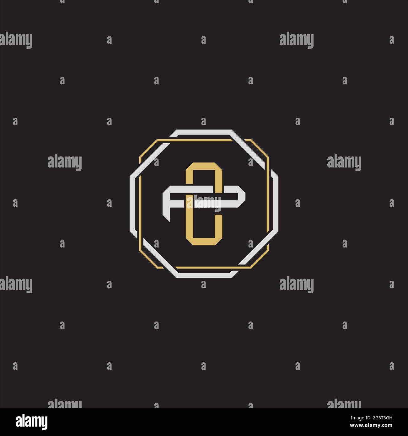 Initial letter overlapping interlock logo monogram line art style isolated on black background template Stock Vector