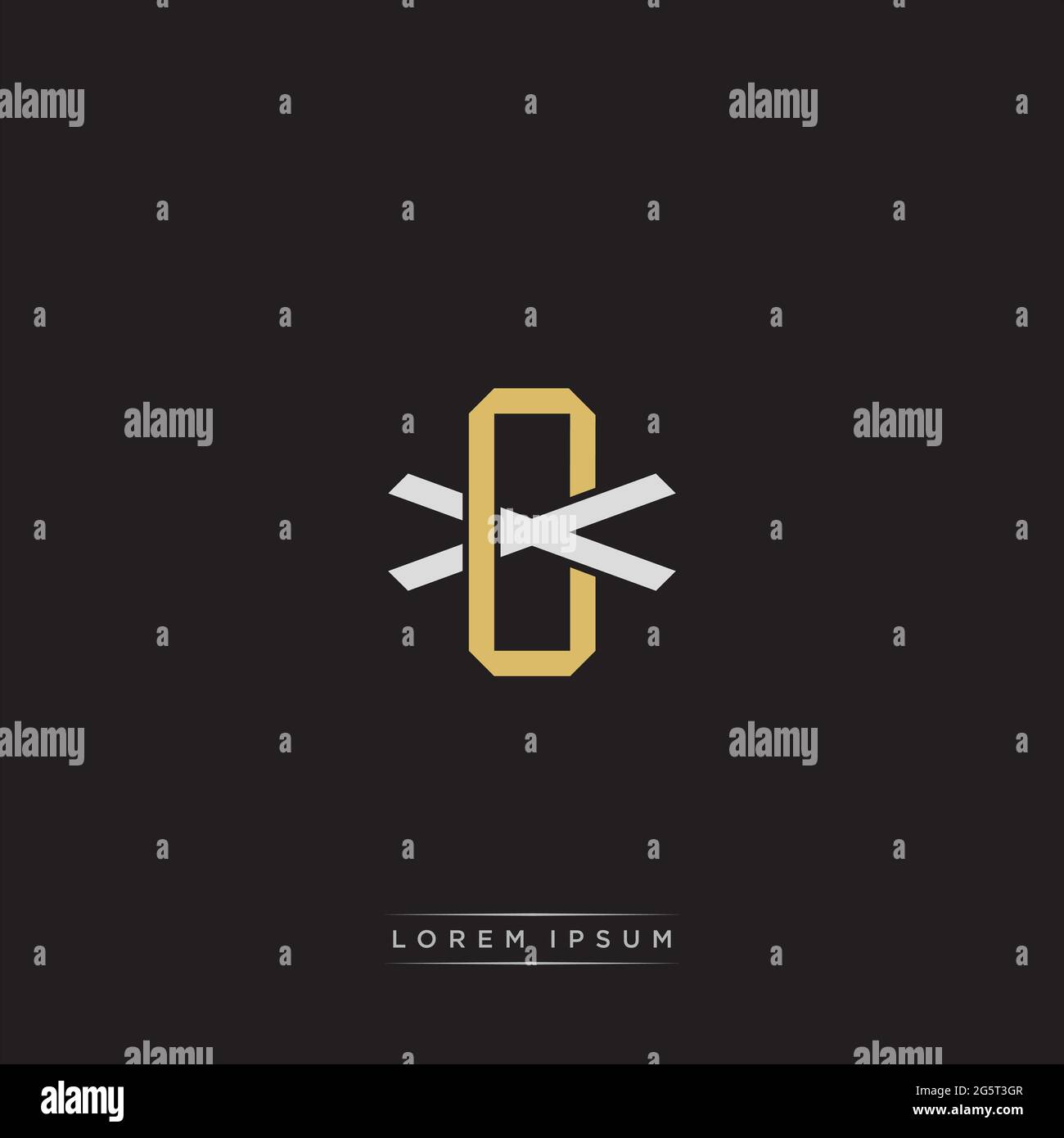 Initial letter overlapping interlock logo monogram line art style isolated on black background template Stock Vector