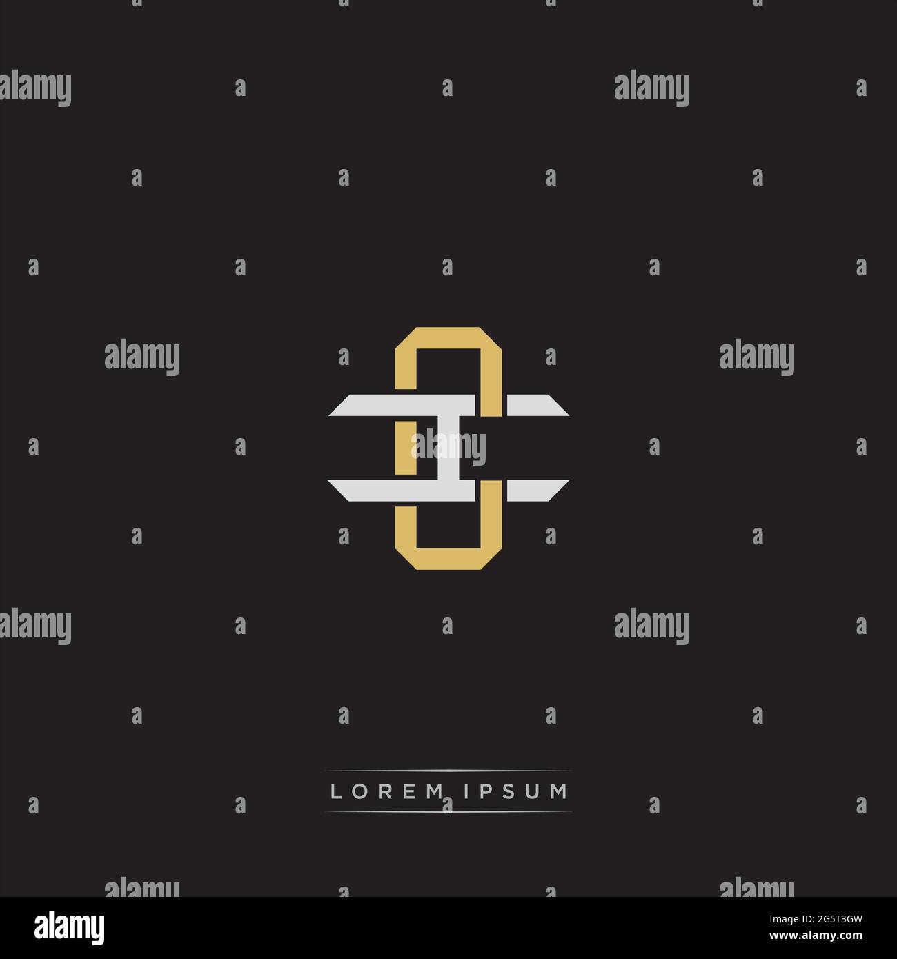 Initial letter overlapping interlock logo monogram line art style isolated on black background template Stock Vector