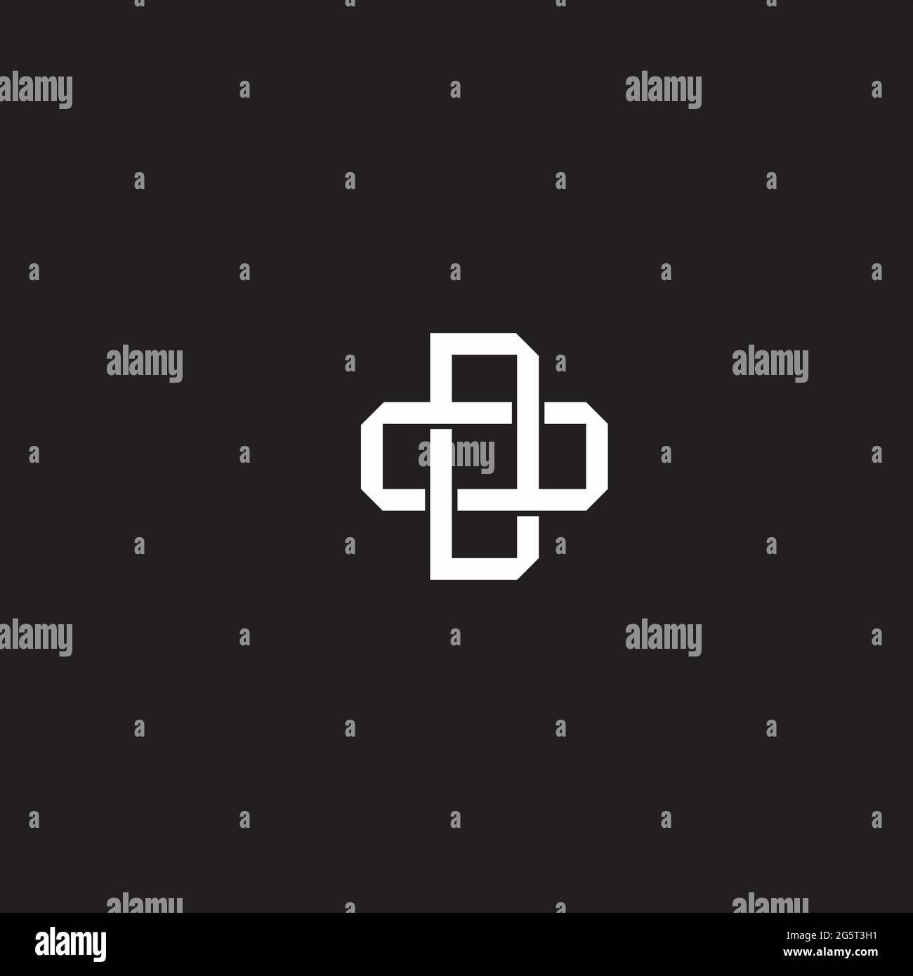 Initial letter overlapping interlock logo monogram line art style isolated on black background template Stock Vector