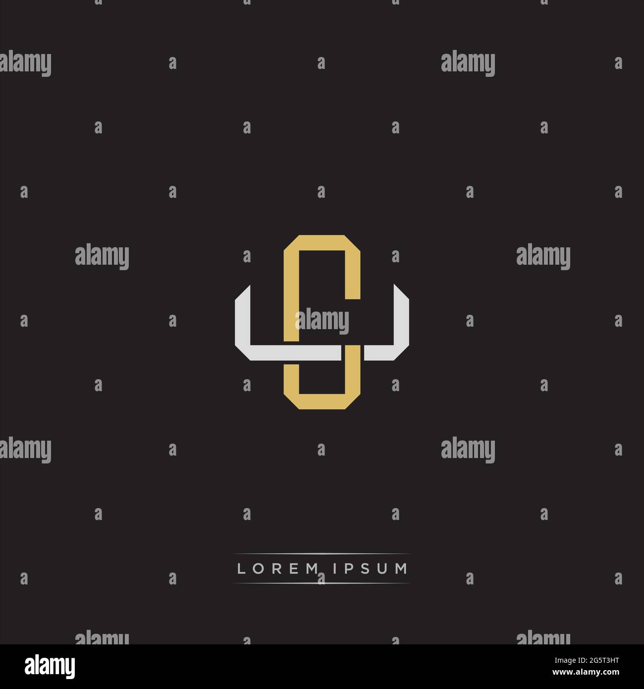 Initial letter overlapping interlock logo monogram line art style isolated on black background template Stock Vector