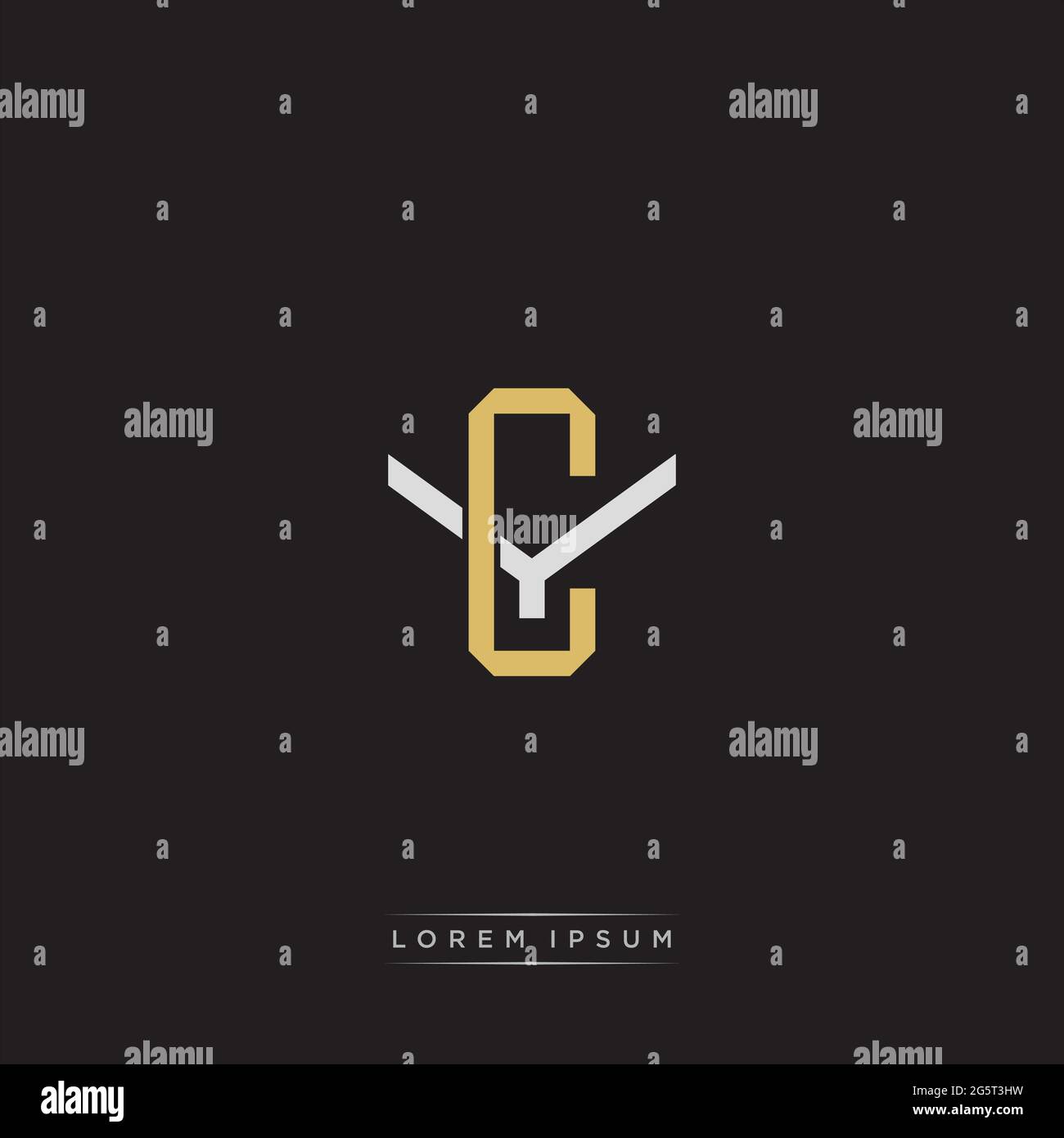Initial letter overlapping interlock logo monogram line art style isolated on black background template Stock Vector