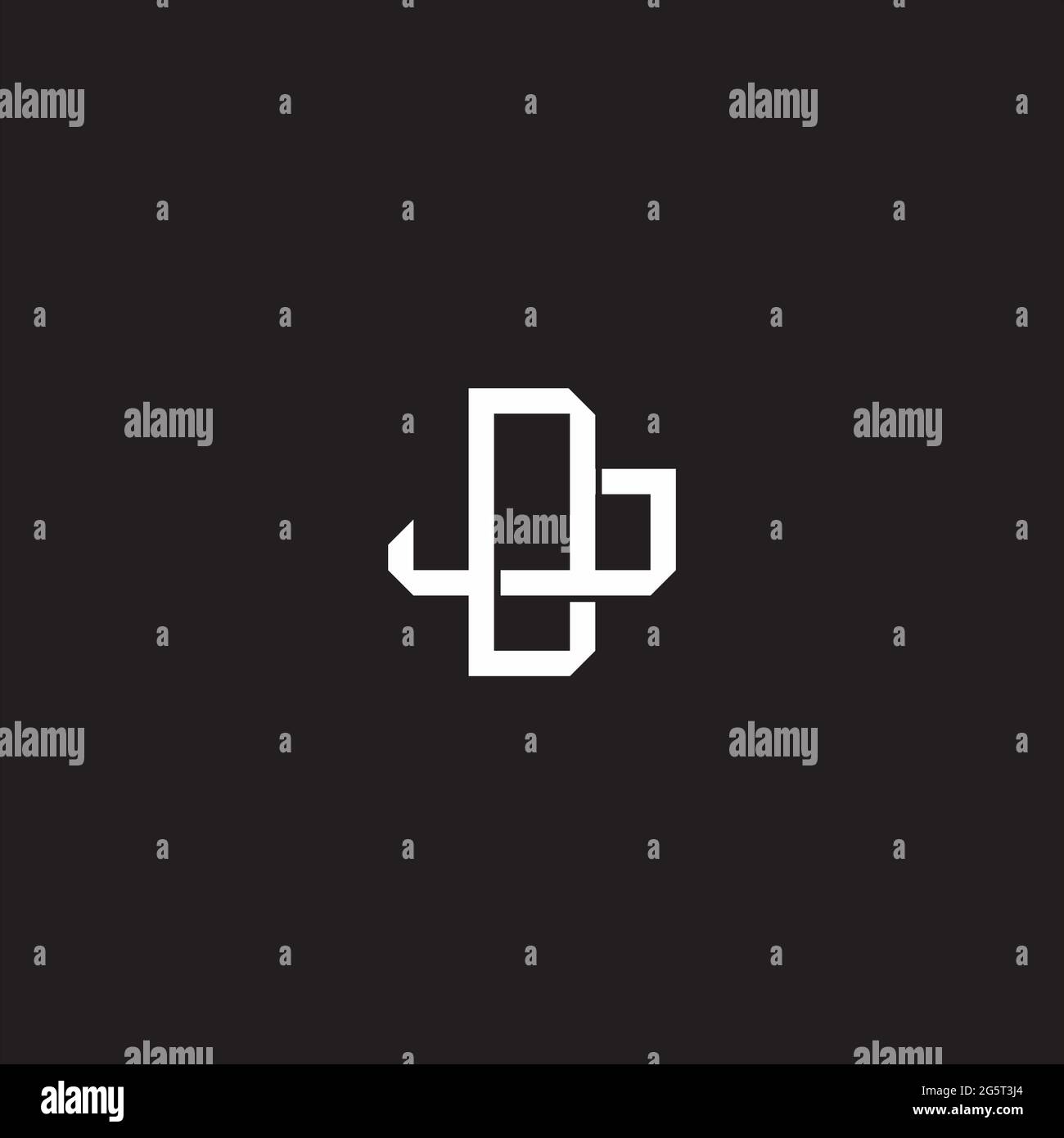 Initial letter overlapping interlock logo monogram line art style isolated on black background template Stock Vector