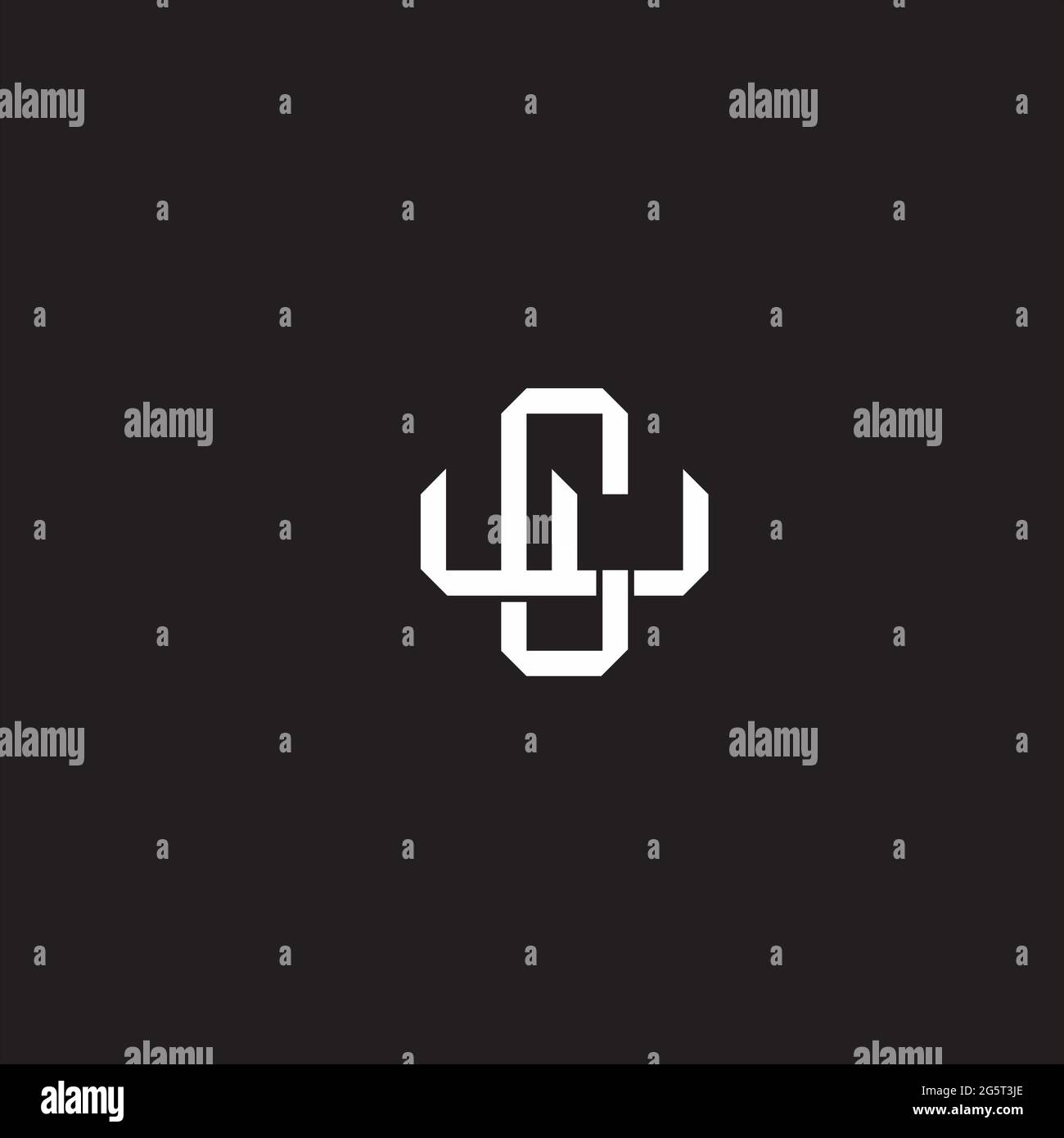 Initial letter overlapping interlock logo monogram line art style isolated on black background template Stock Vector
