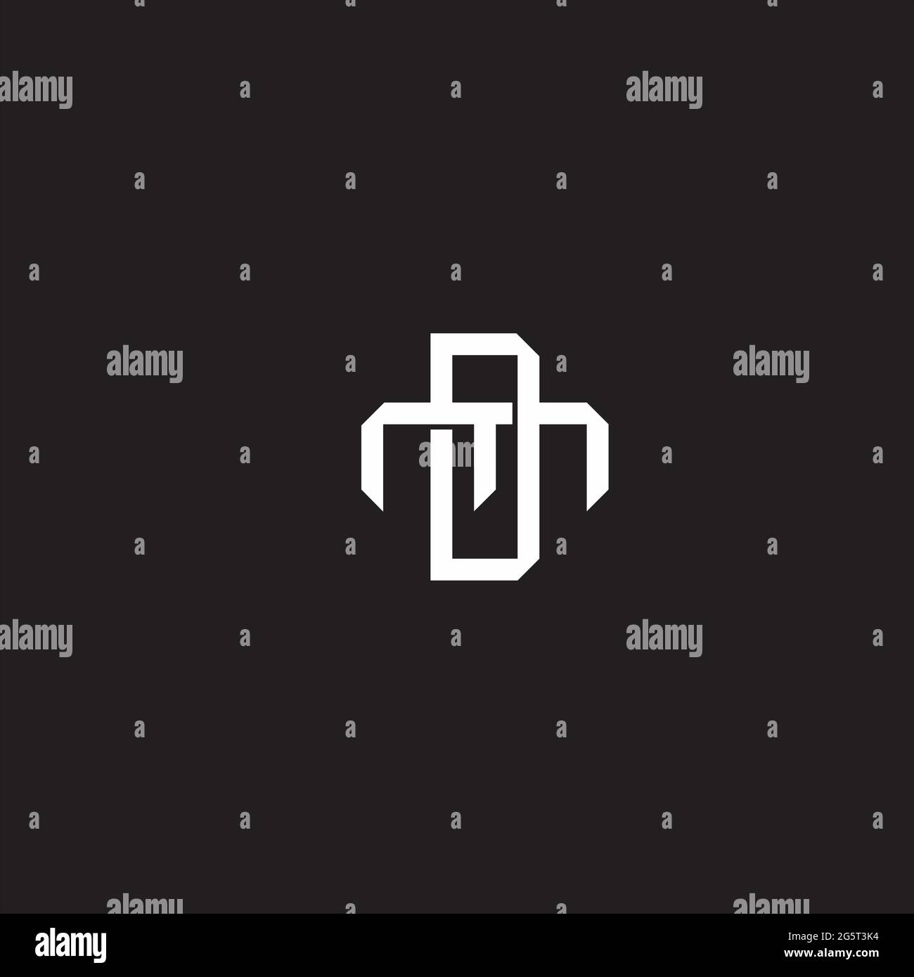 Initial letter overlapping interlock logo monogram line art style isolated on black background template Stock Vector