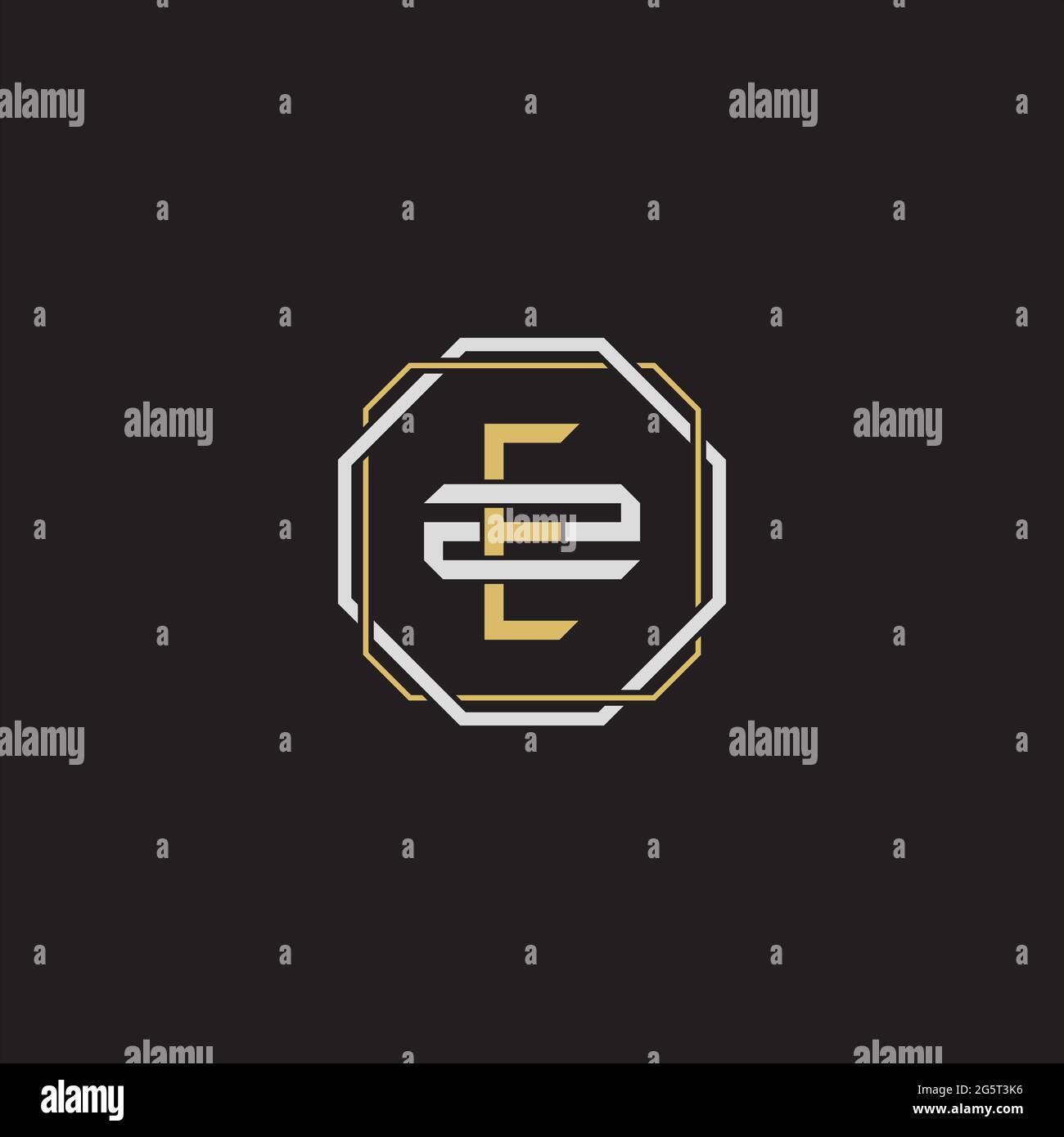 Initial letter overlapping interlock logo monogram line art style isolated on black background template Stock Vector