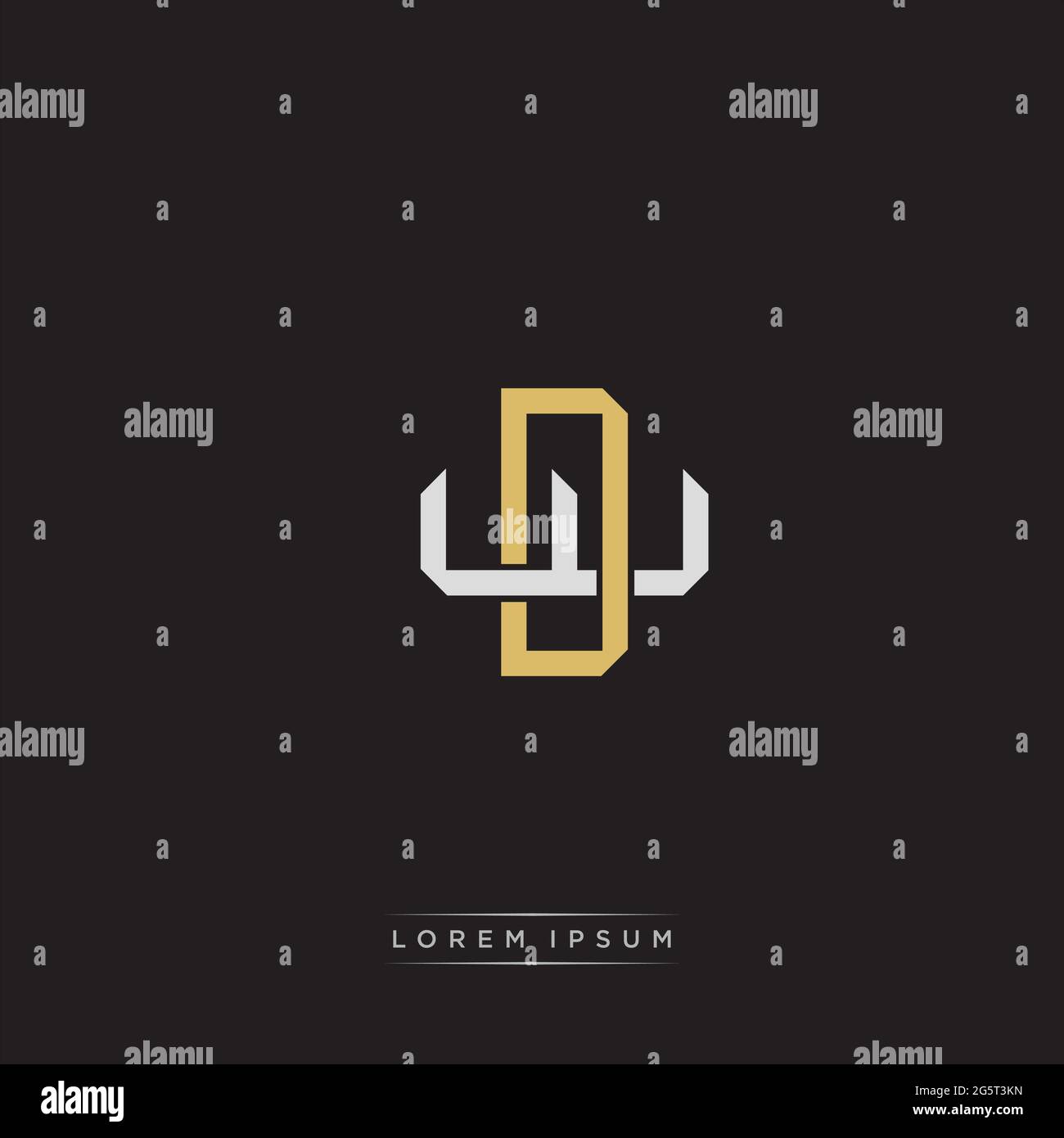 Initial letter overlapping interlock logo monogram line art style isolated on black background template Stock Vector