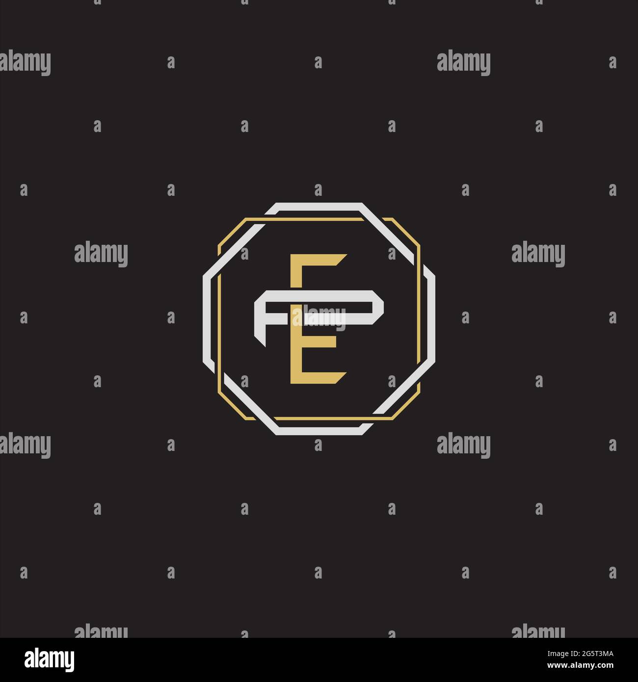 Initial letter overlapping interlock logo monogram line art style isolated on black background template Stock Vector