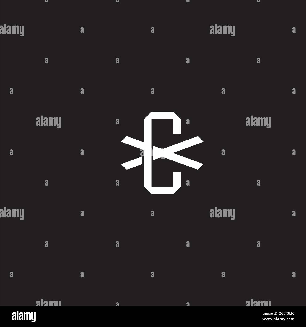 Initial letter overlapping interlock logo monogram line art style isolated on black background template Stock Vector