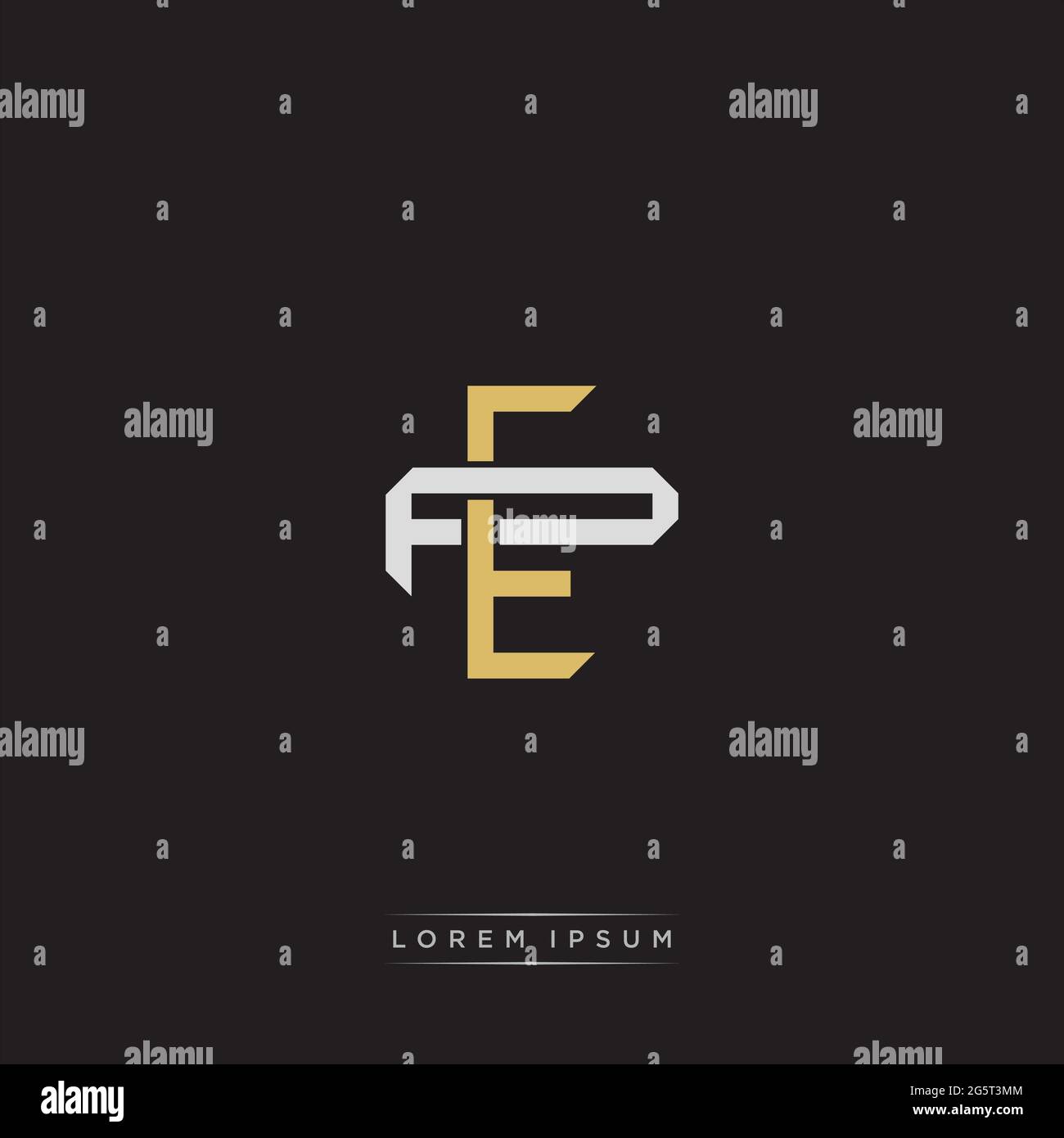 Initial letter overlapping interlock logo monogram line art style isolated on black background template Stock Vector
