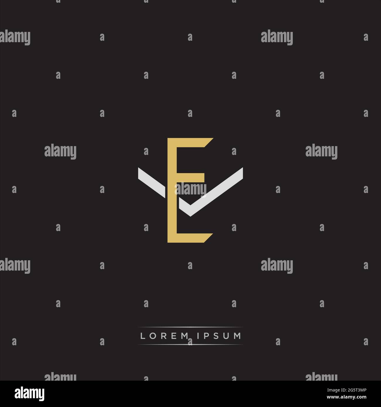 Initial letter overlapping interlock logo monogram line art style isolated on black background template Stock Vector