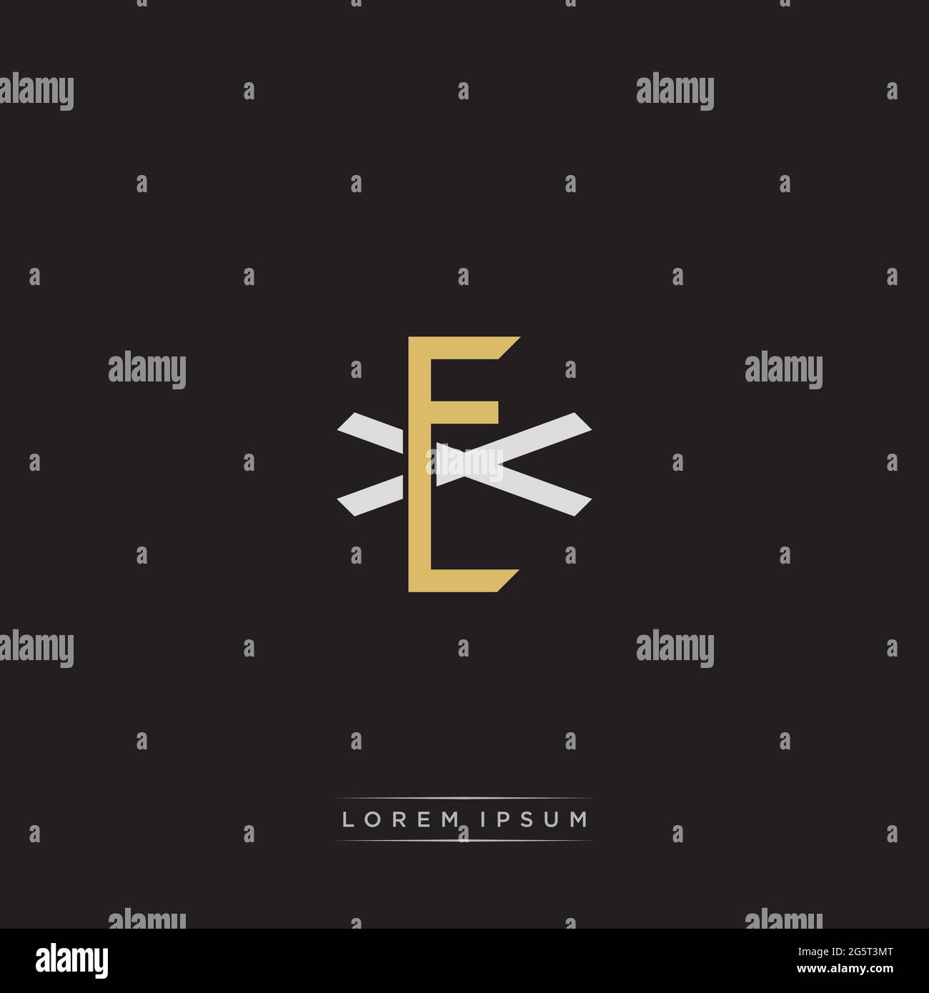 Initial letter overlapping interlock logo monogram line art style isolated on black background template Stock Vector