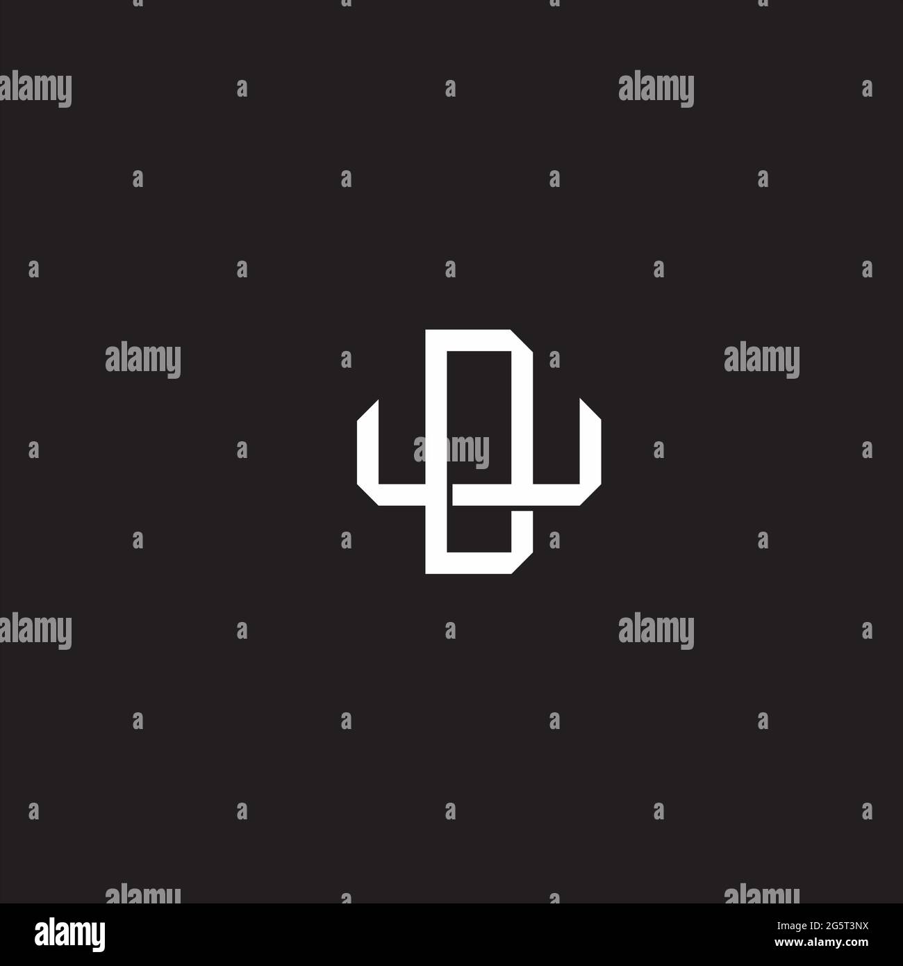 Initial letter overlapping interlock logo monogram line art style isolated on black background template Stock Vector
