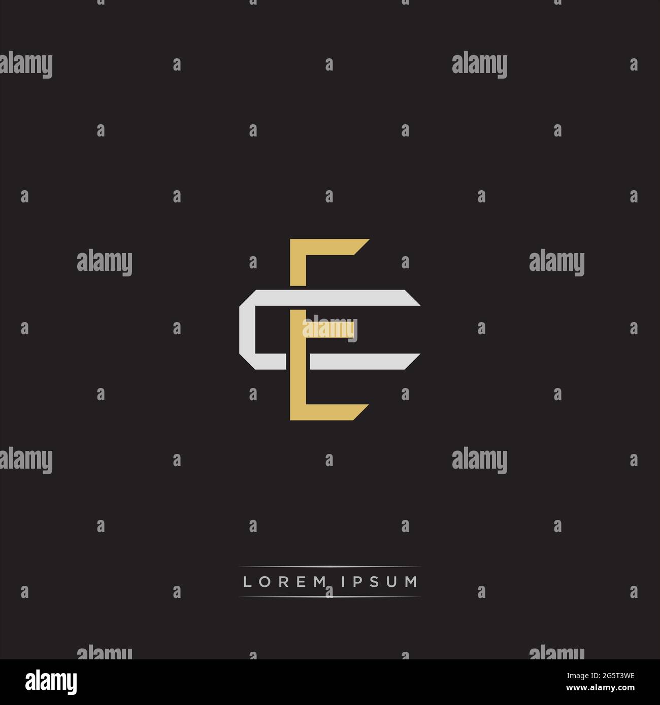 Initial letter overlapping interlock logo monogram line art style isolated on black background template Stock Vector