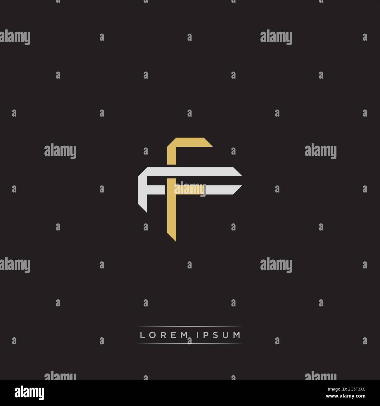 Initial letter overlapping interlock logo monogram line art style isolated on black background template Stock Vector