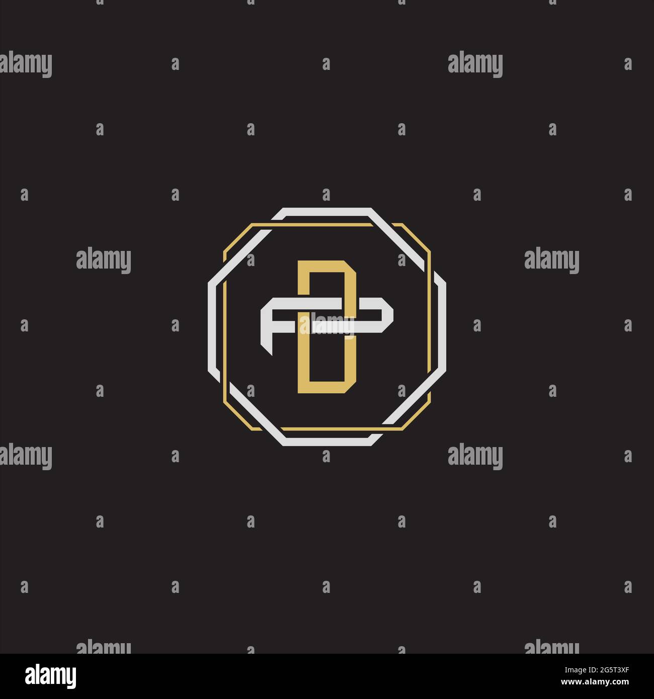 Initial letter overlapping interlock logo monogram line art style isolated on black background template Stock Vector