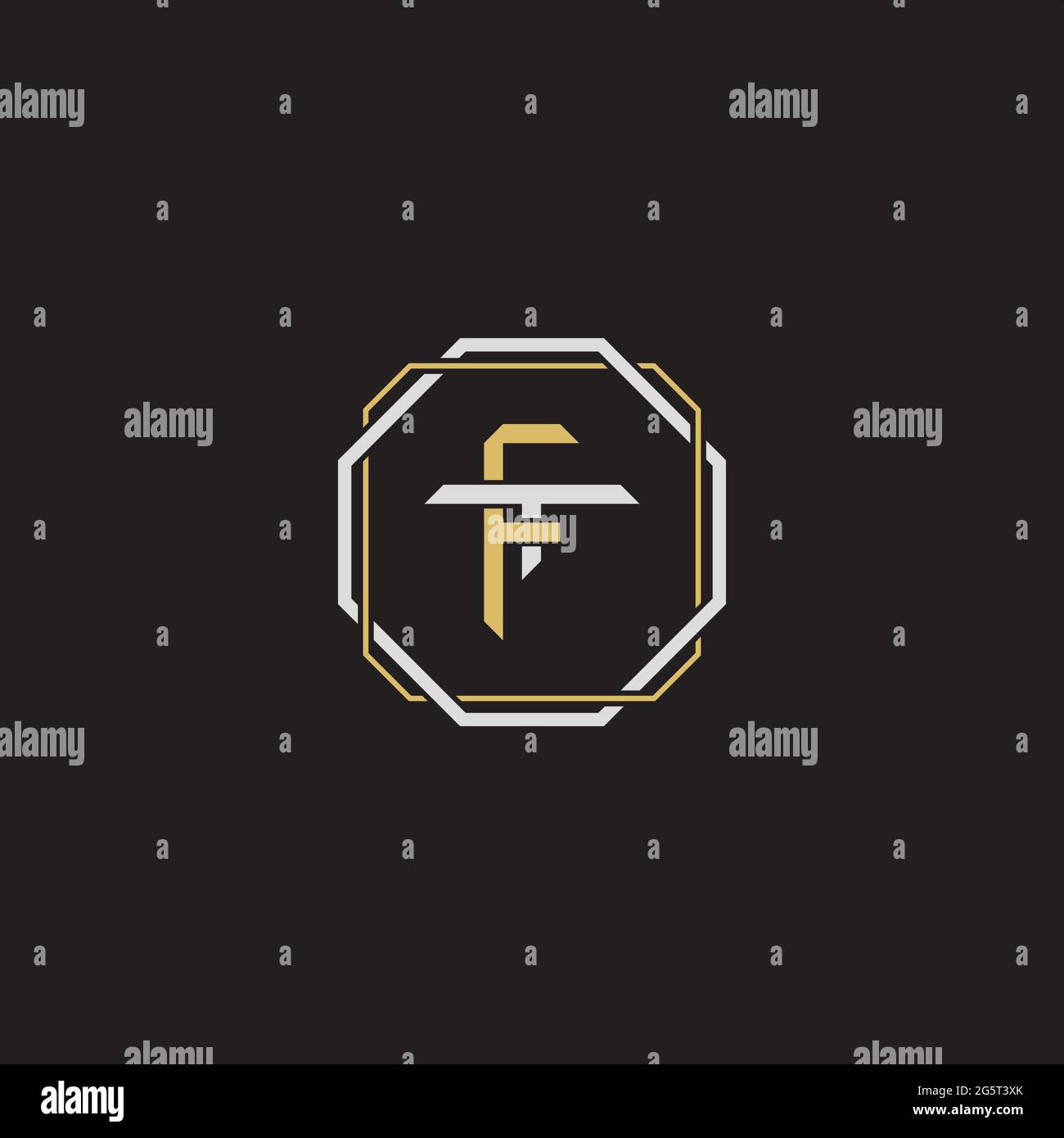Initial letter overlapping interlock logo monogram line art style isolated on black background template Stock Vector