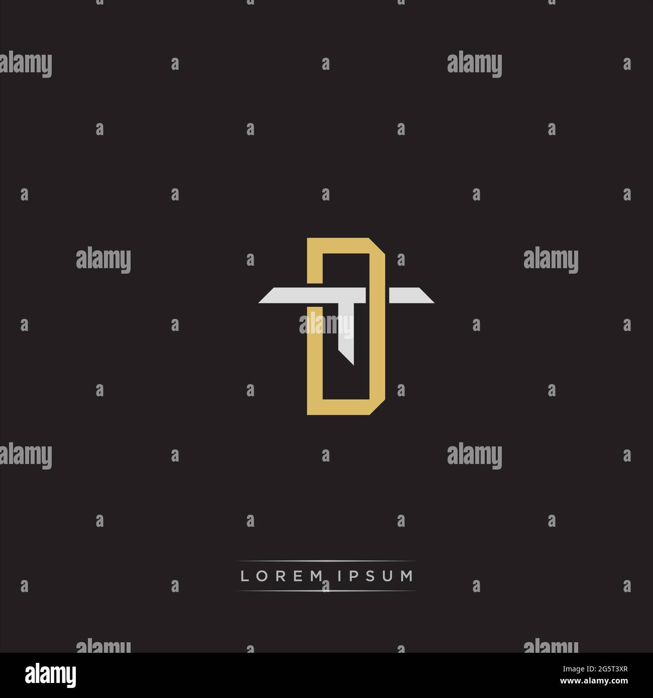 Initial letter overlapping interlock logo monogram line art style isolated on black background template Stock Vector