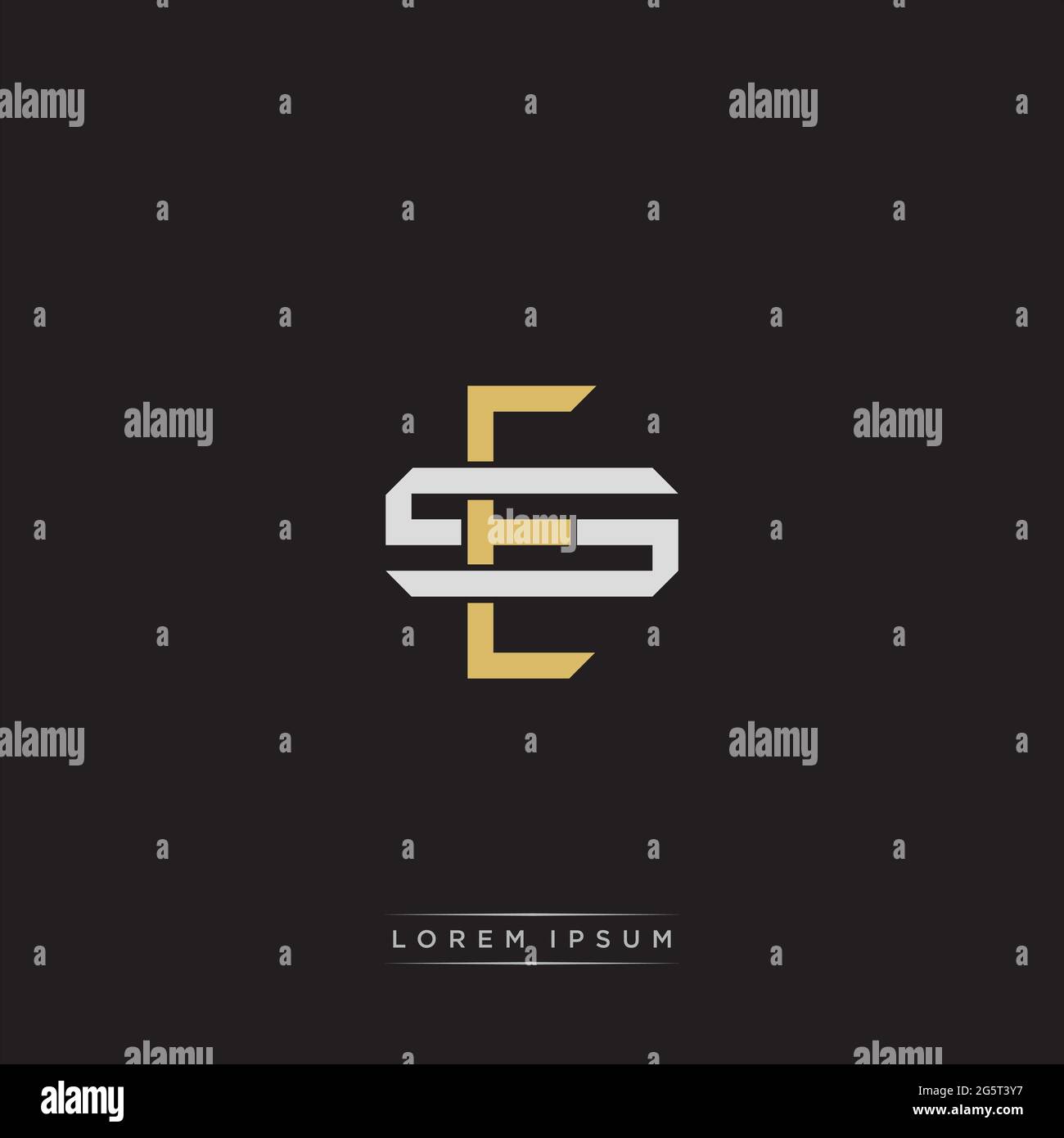 Initial letter overlapping interlock logo monogram line art style isolated on black background template Stock Vector
