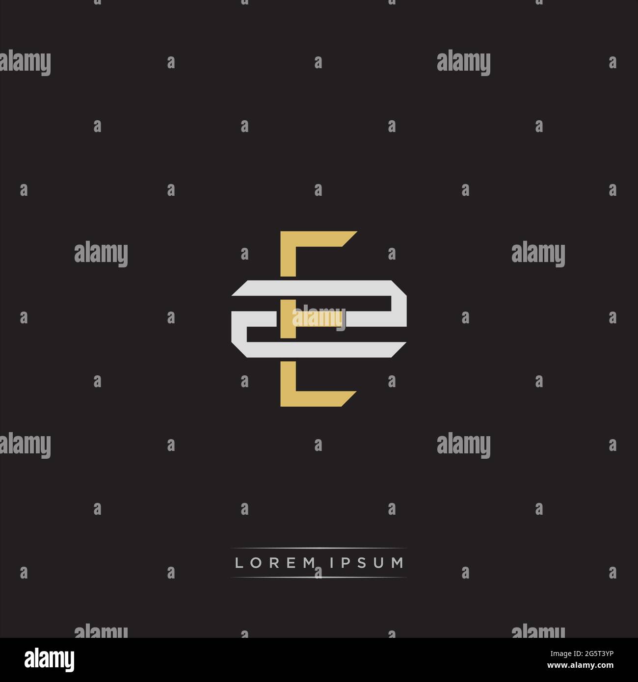 Initial letter overlapping interlock logo monogram line art style isolated on black background template Stock Vector