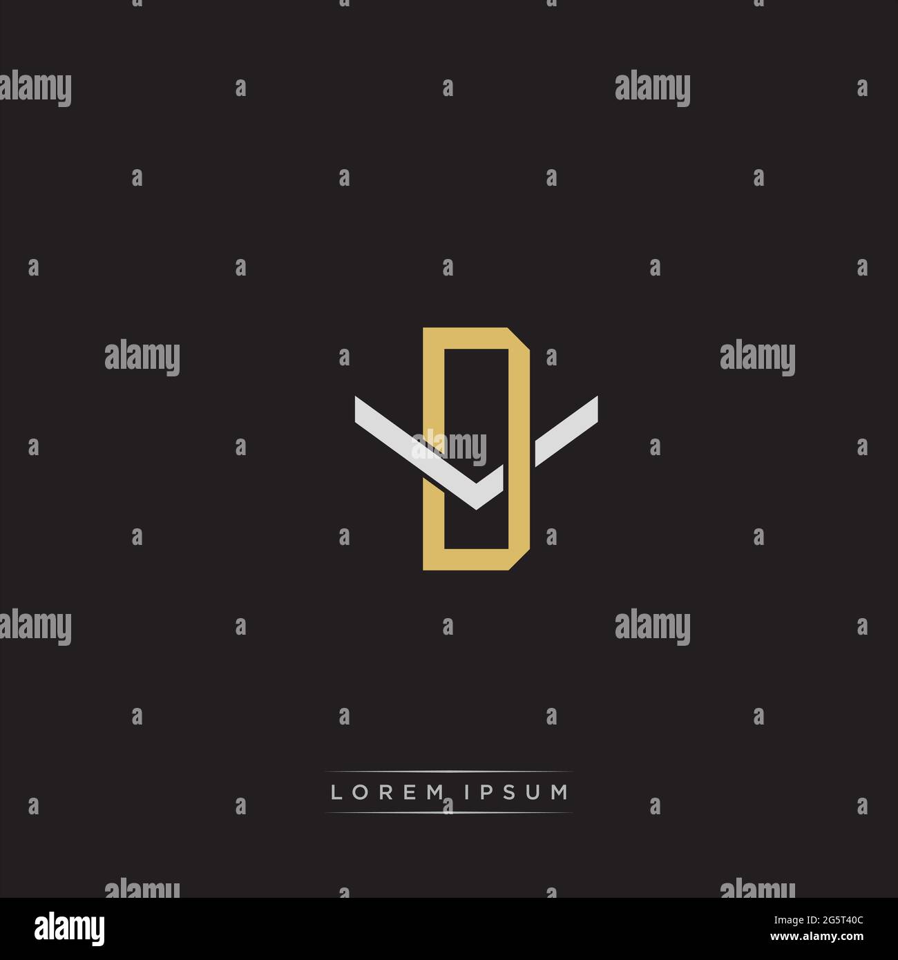 Initial letter overlapping interlock logo monogram line art style isolated on black background template Stock Vector