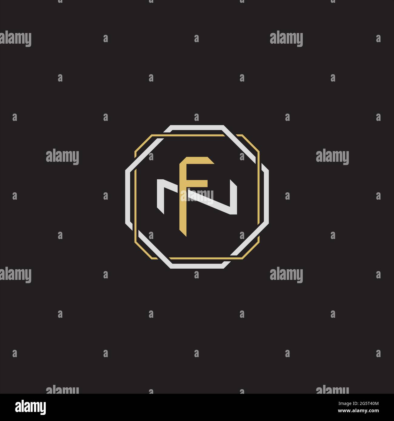 Initial letter overlapping interlock logo monogram line art style isolated on black background template Stock Vector