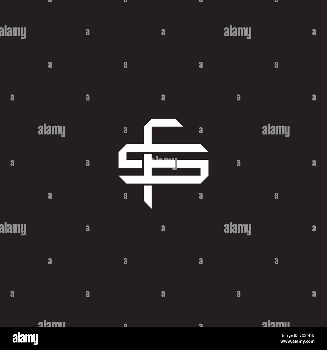 Initial letter overlapping interlock logo monogram line art style isolated on black background template Stock Vector
