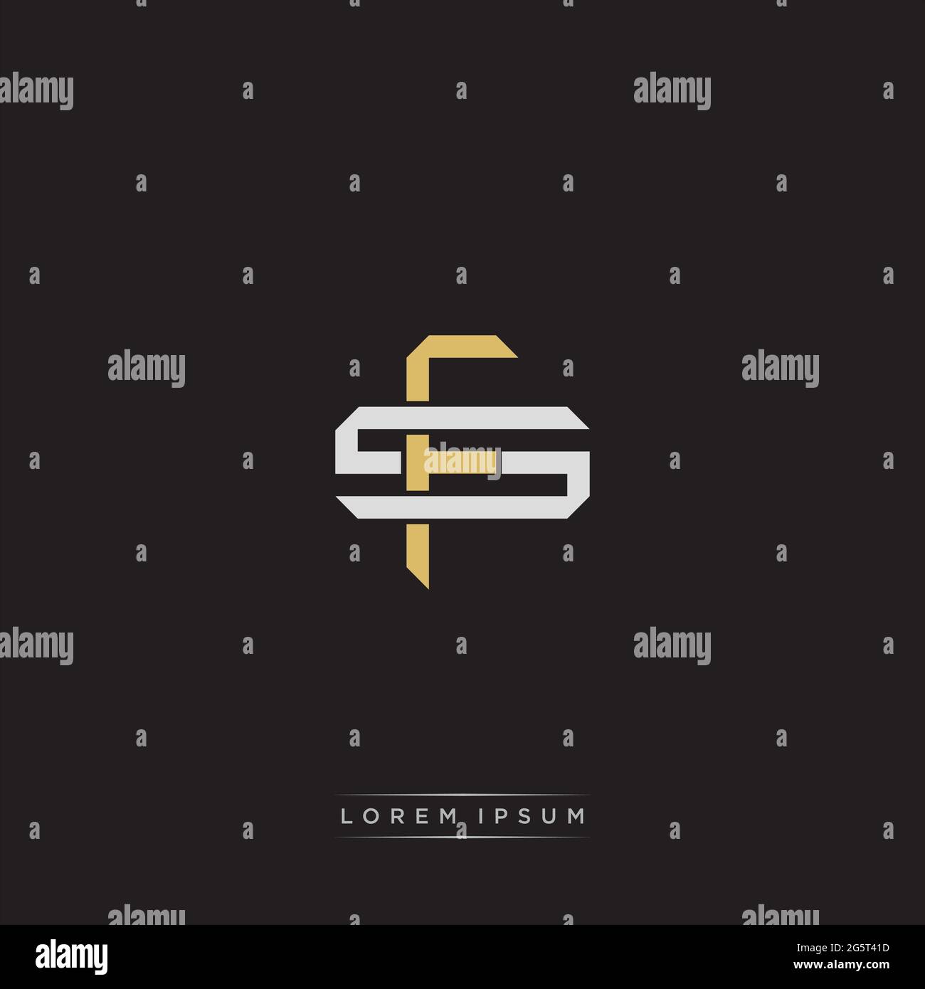 Initial letter overlapping interlock logo monogram line art style isolated on black background template Stock Vector