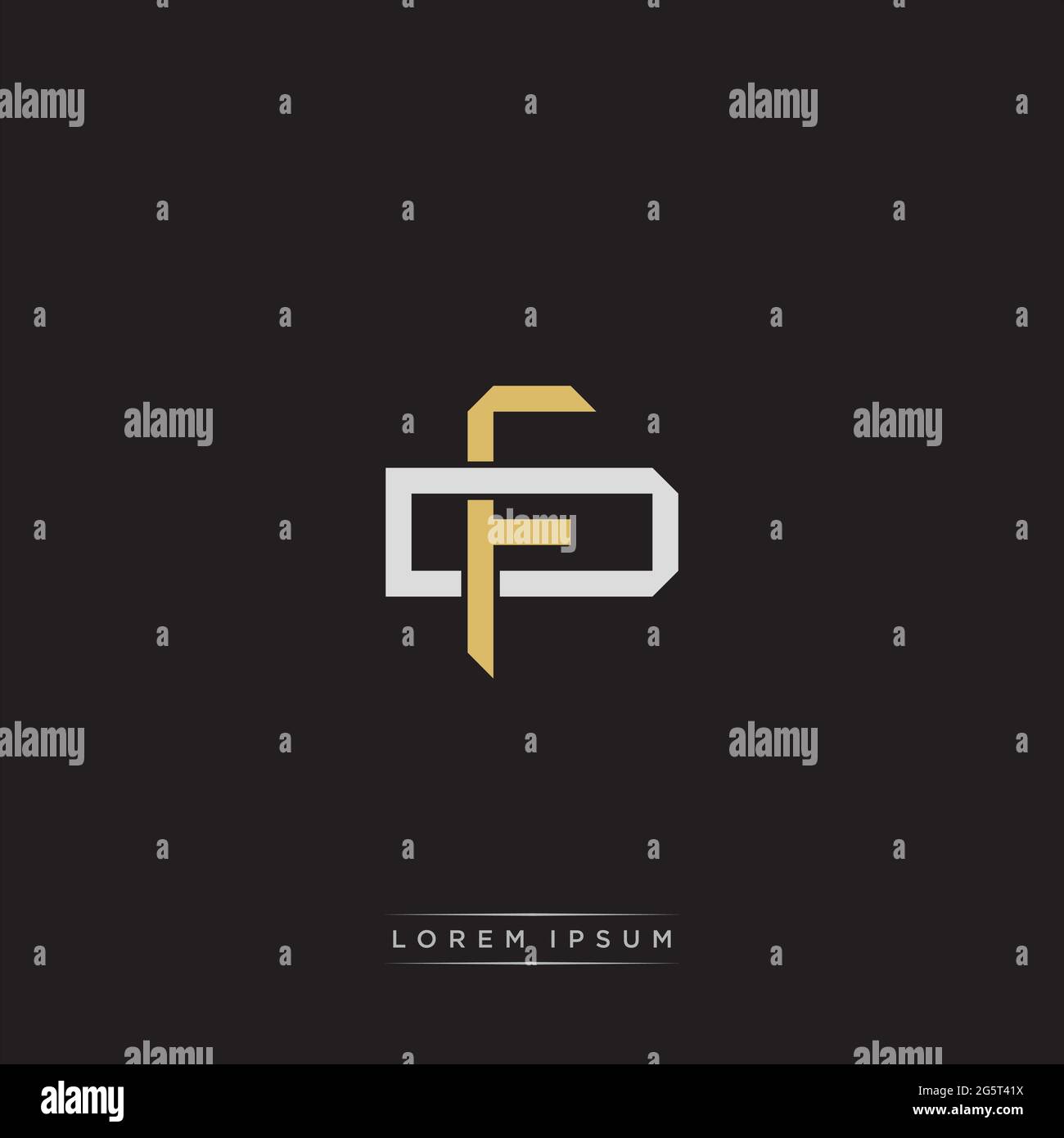 Initial letter overlapping interlock logo monogram line art style isolated on black background template Stock Vector