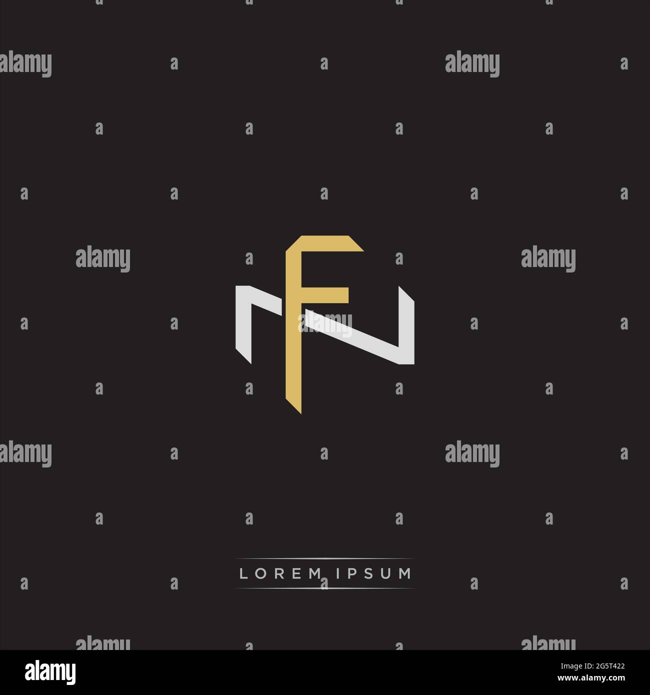 Initial letter overlapping interlock logo monogram line art style isolated on black background template Stock Vector