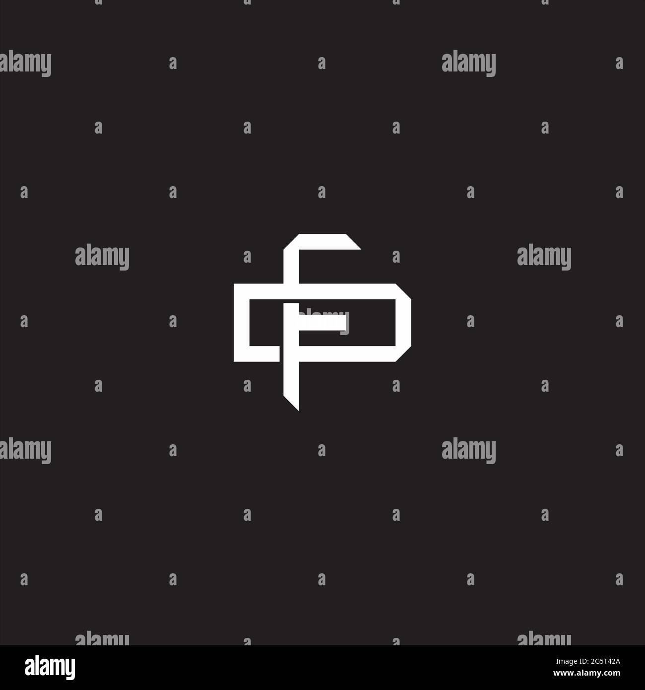 Initial letter overlapping interlock logo monogram line art style isolated on black background template Stock Vector