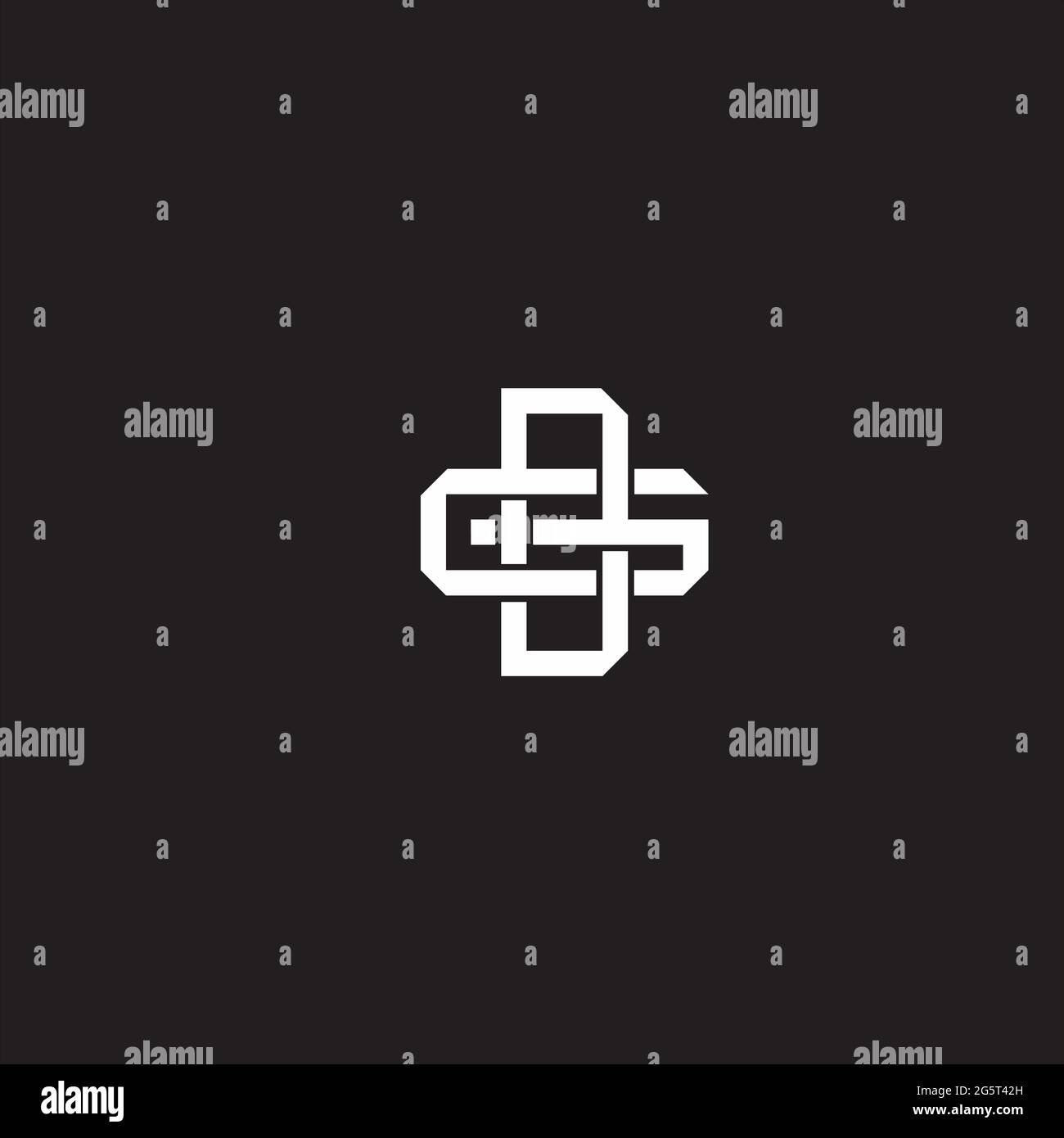 Initial letter overlapping interlock logo monogram line art style isolated on black background template Stock Vector